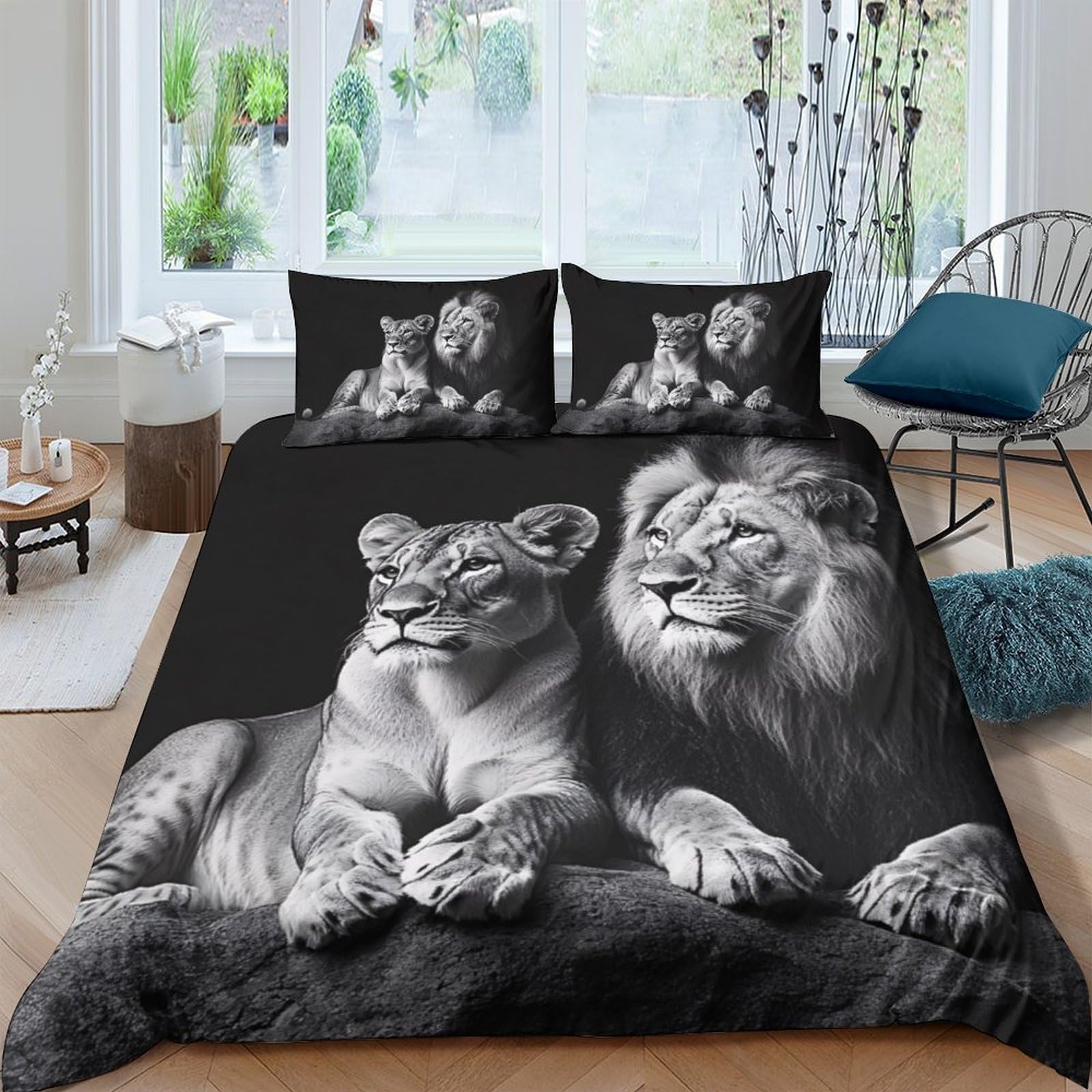 Ctjqhvkz Style-9 3D Printed Lion Family Fitted Sheet Microfiber Soft Breathable Panther Mattress Cover For Bedroom Guest Room Decor Single（135X200cm）