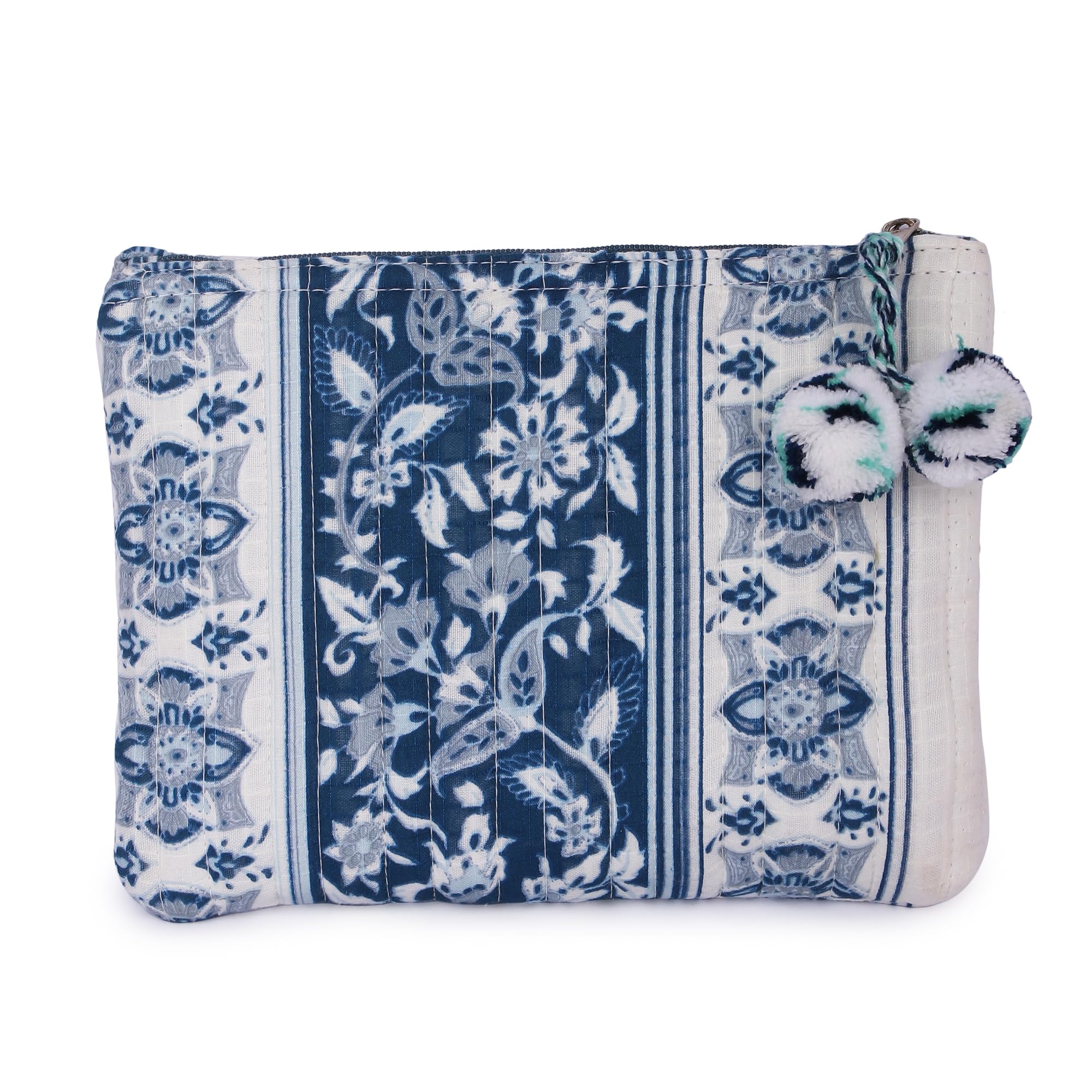 Floral Printed Quilted Pouch in 100% Cotton Sustainable Fabric-image-34