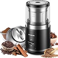SHARDOR One Touch Electric Coffee Grinder for Beans, Spices & Herbs - Quiet 60dB, Removable Stainless Steel Bowl, Dry Grinder Black