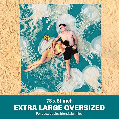 Miniatura 92 de Beach Blanket Oversized Extra Large 78" X 81",Waterproof Sandproof Beach Blanket 1-7 Adults Lightweight Durable for Travel Camping Hiking Picnic