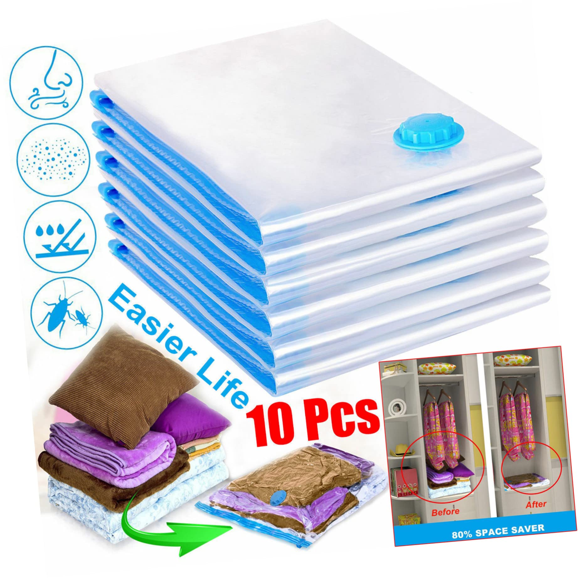 Cabilock Bolsas De Almacenamiento Comprimidas Al Vacío Para Ropa 70 X 100 Cm Juego De Bolsas De Almacenamiento Al Vacío Para Fundas De Edredón
