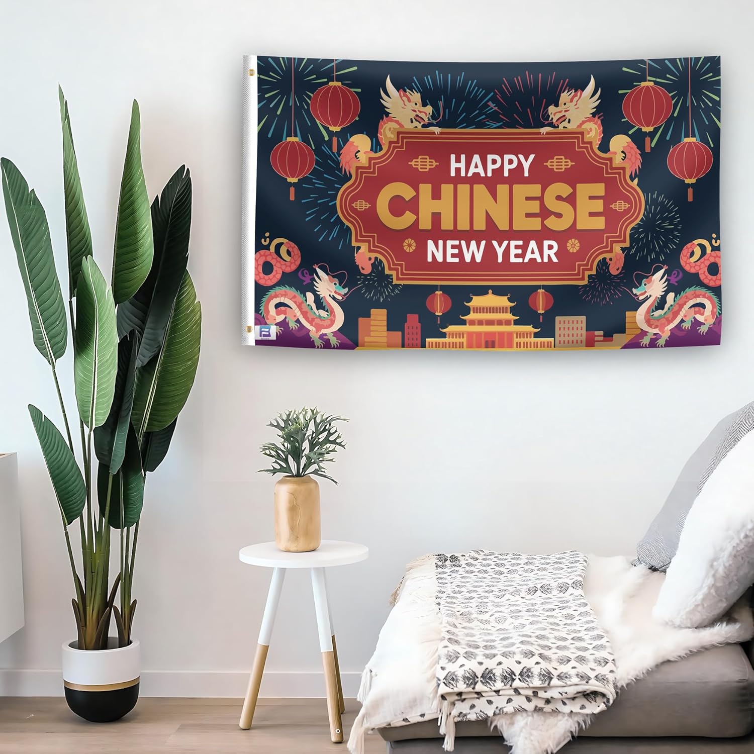 Happy Chinese New Year Flag - 3x5 ft High-Durability Polyester Fade-Resistant, Weatherproof Outdoor/Indoor Banner