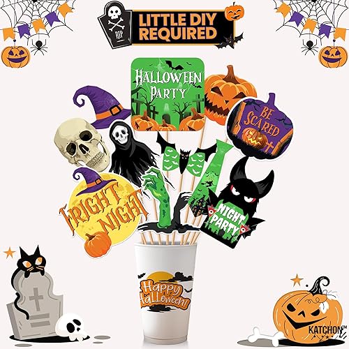 Miniatura 9 de KatchOn, Accesorios aterradores para cabina de fotos de Halloween, paquete enorme de 40  Accesorios de fotos de Halloween para decoraciones de