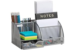 Mind Reader Silver Mesh Office Organizer, 11 x 5.5 x 5 Inches