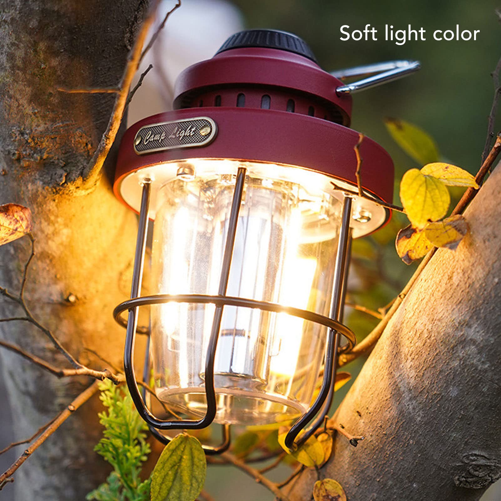 Camping Lanterns doładowalne, retro LED LED Lantern, Outdoor Hanging Tent Light, do przerwania zasilania, przetrwanie, wędrówki, bar (.)