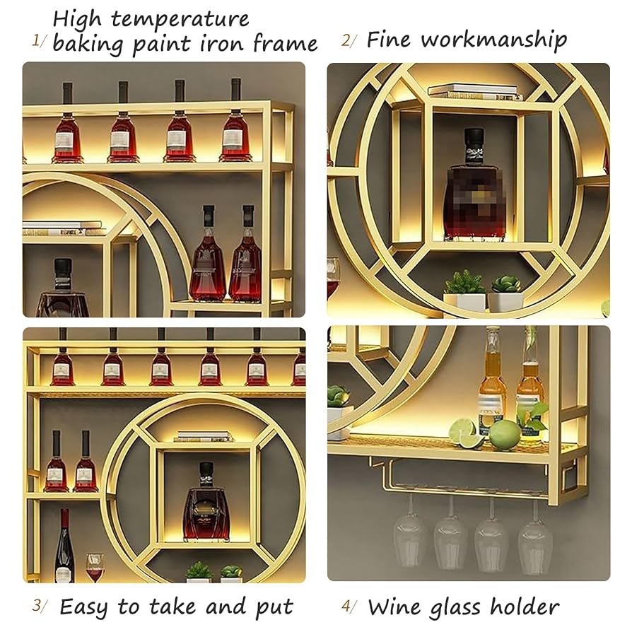 Amazon｜ワインラックワインラック 壁掛け LED付き ワイングラス