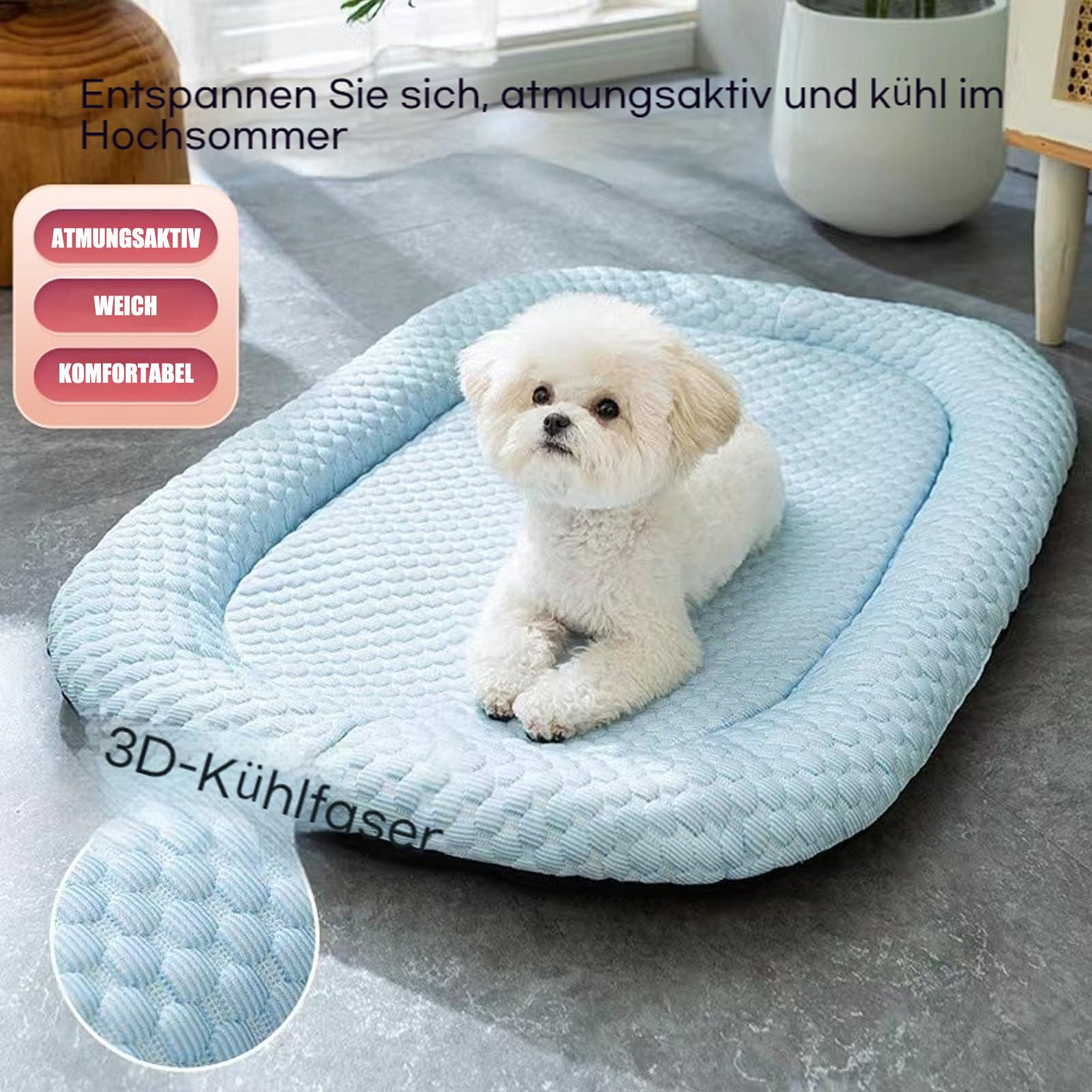 Kühlendes Katzenbett mit Eisseide, Kühlendes Sofabett Hund, Kühlendes Kundebett Sommerkühlung für drinnen und draußen, Der ultimative kühlkomfort für Deine Katze und Hund (Green,L)
