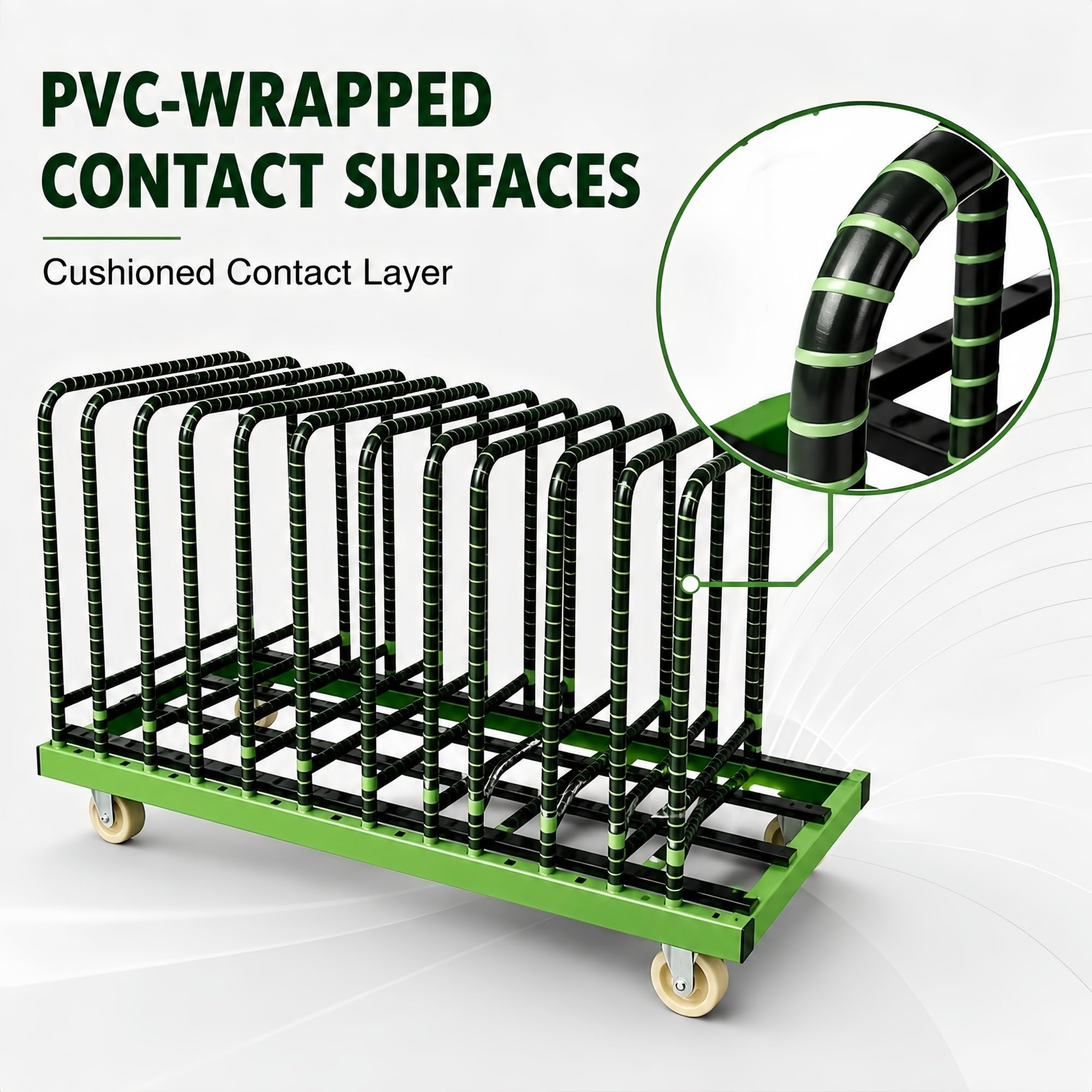 Plattenwagen mit Herausnehmbaren Trennern for Glas- und Steinplatten | Verstärkte Unterteile mit PVC-Umhüllten Kontaktflächen(22-Slot)