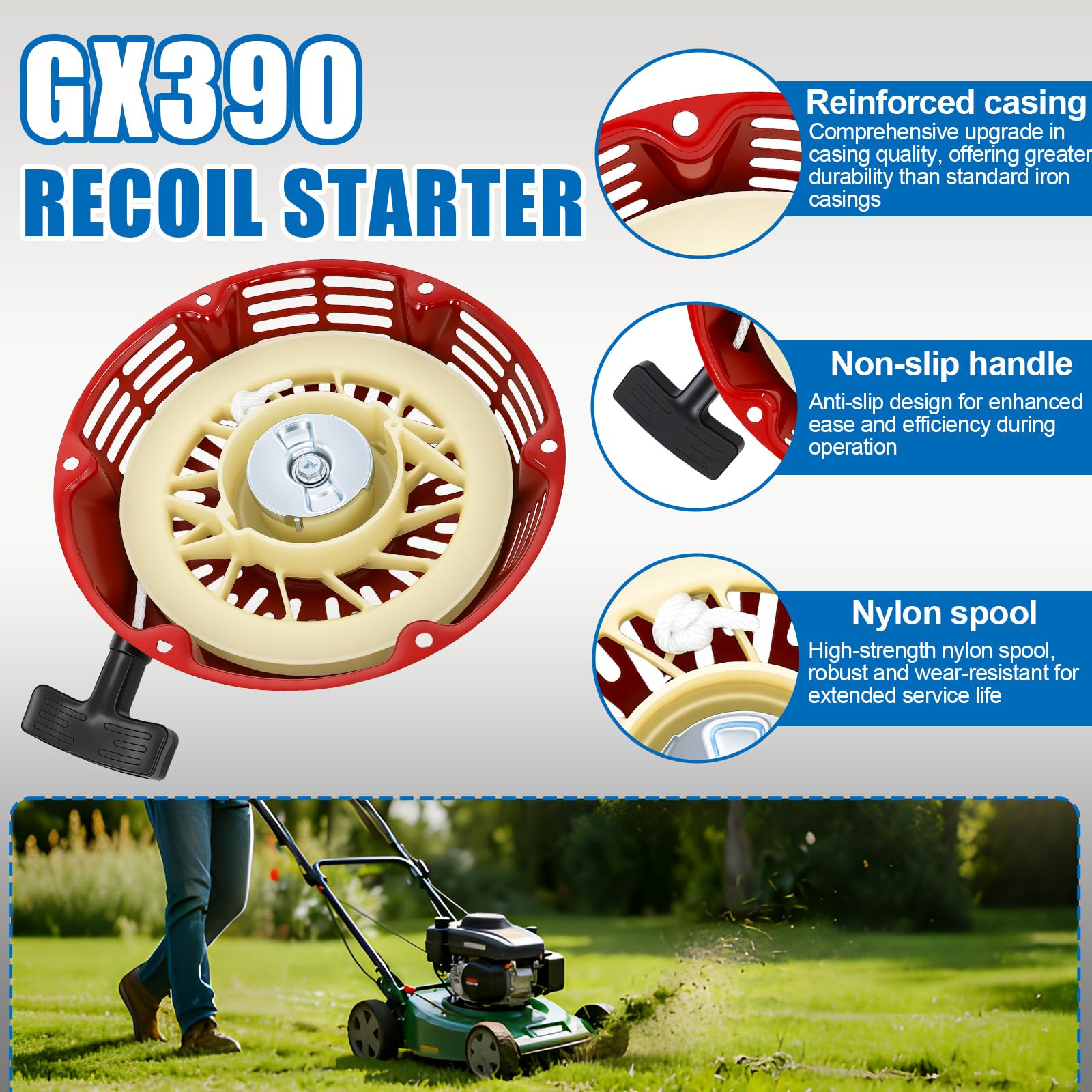 Avviatore a Strappo Compatibile con Honda GX340 GX390, per Motori a Benzina 339cc 389cc 420cc, Sostituisce 28400-ZE3-W01, Recoil Starter per Macchine da Giardino