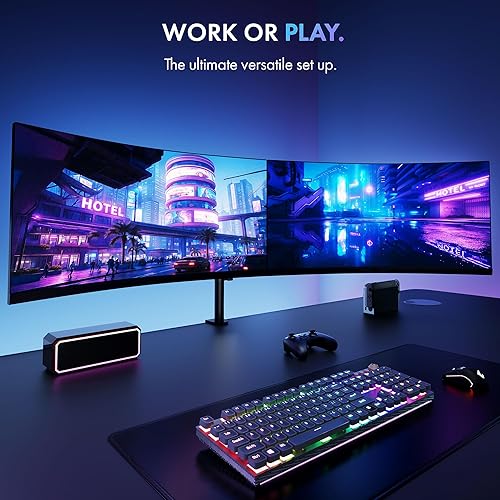 Miniatura 5 de VonHaus Soporte de monitor doble para pantallas de 13-32" - Soporte de escritorio de doble brazo con abrazadera - Inclinación ergonómica de 180°,