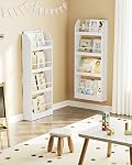 Nursery Book Shelves for Wall, 4-Tier Kids Bookshelf Wall Mounted, Floating Children's Bookcase for Kids Room, Playroom, Nursery, 39.8 x 15 x 114.5 cm White MCW04WB