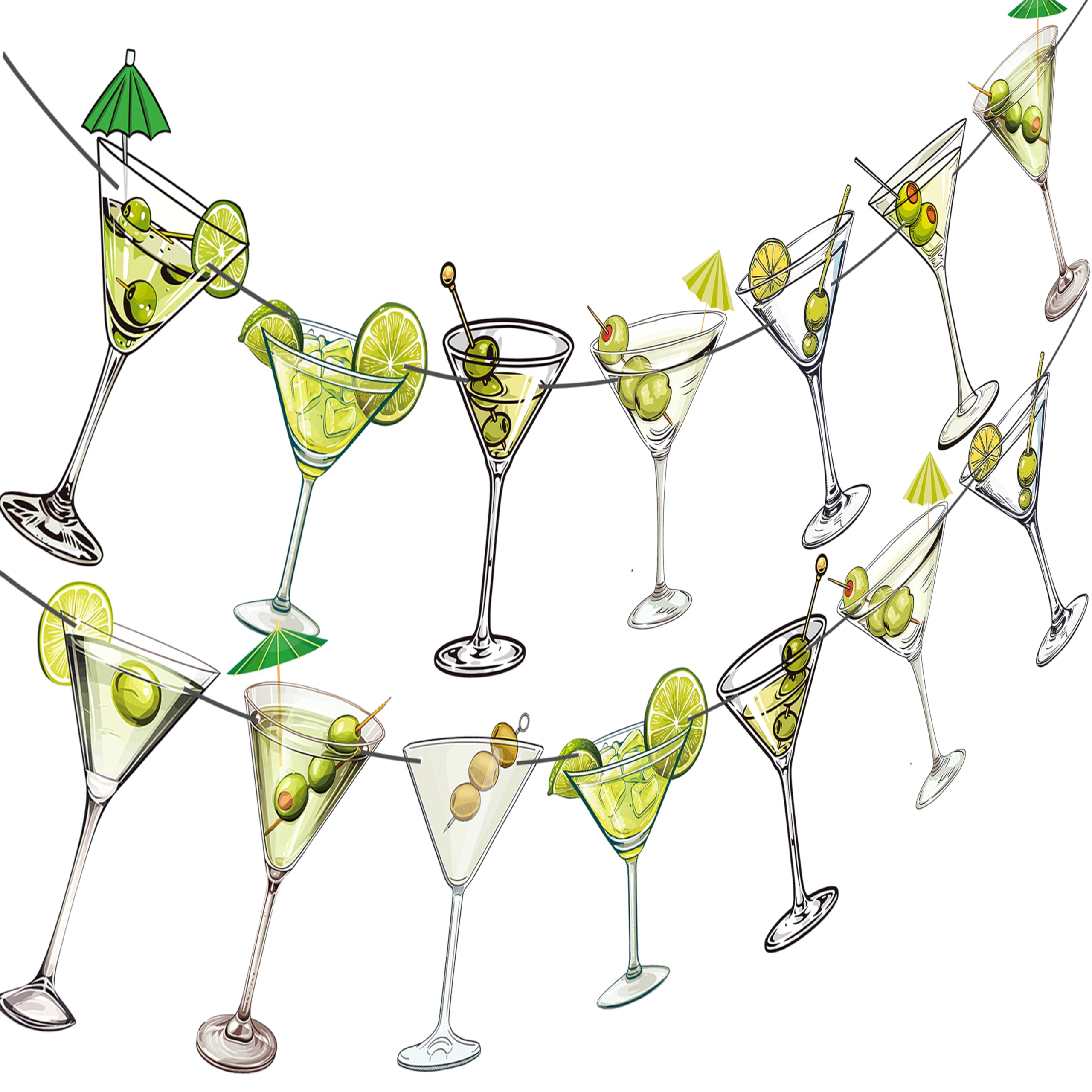 Martini Party Decorations 2pcs Martini Cocktail Cups Banners Martini Margarita Theme Banners for Cocktail Birthday Party Martini Theme Bachelorette Party Bridal Shower Supplies