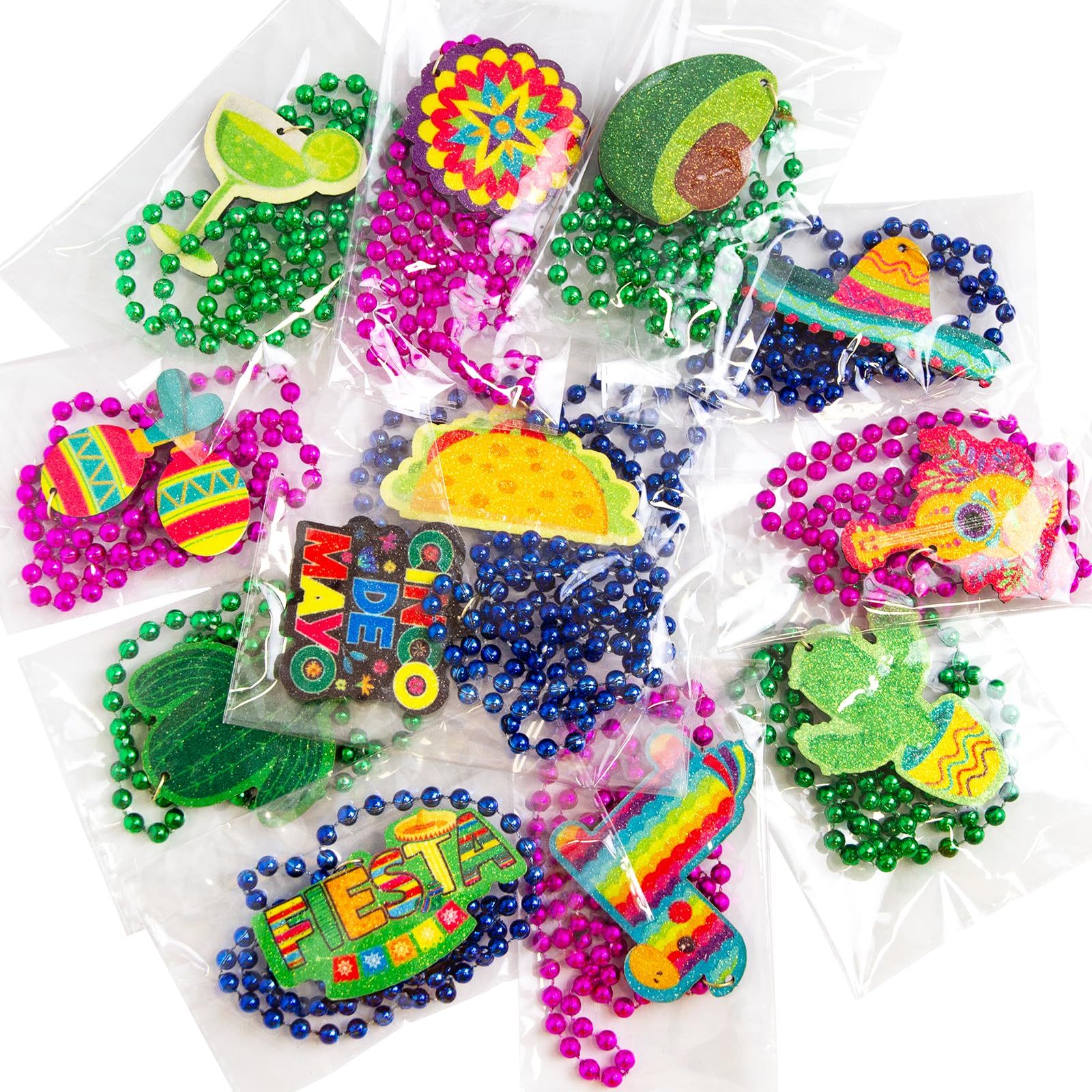 Fancy Land 12PCS Cinco De Mayo Necklaces Fiesta Necklaces Bead Mexican Party Favors Decoration Accessories