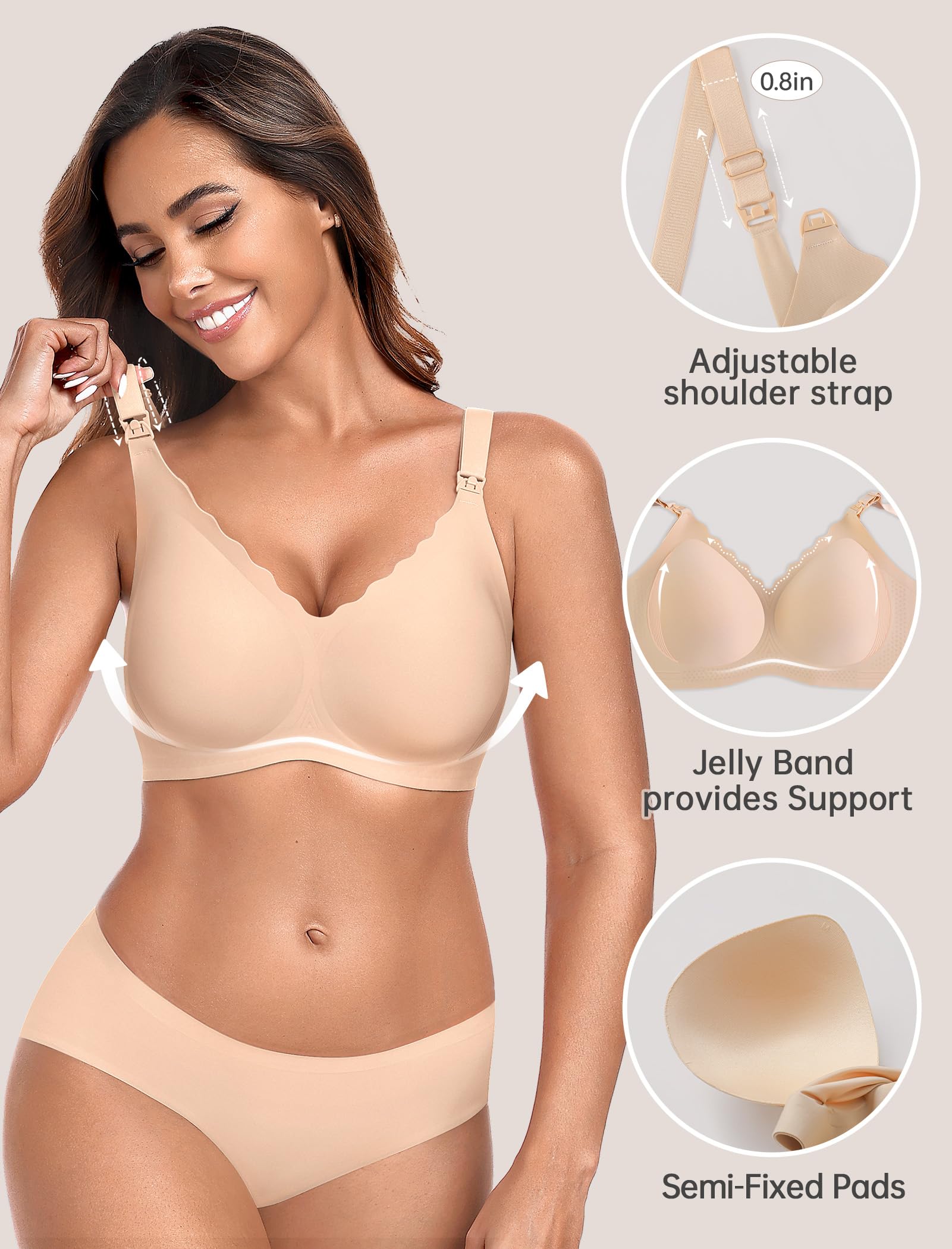 OEAK Reggiseno per allattamento al seno Morbido Sostegno Reggiseni Premaman Confortevole Senza Fili Gravidanza Bras Mani Libere Pompaggio Bras
