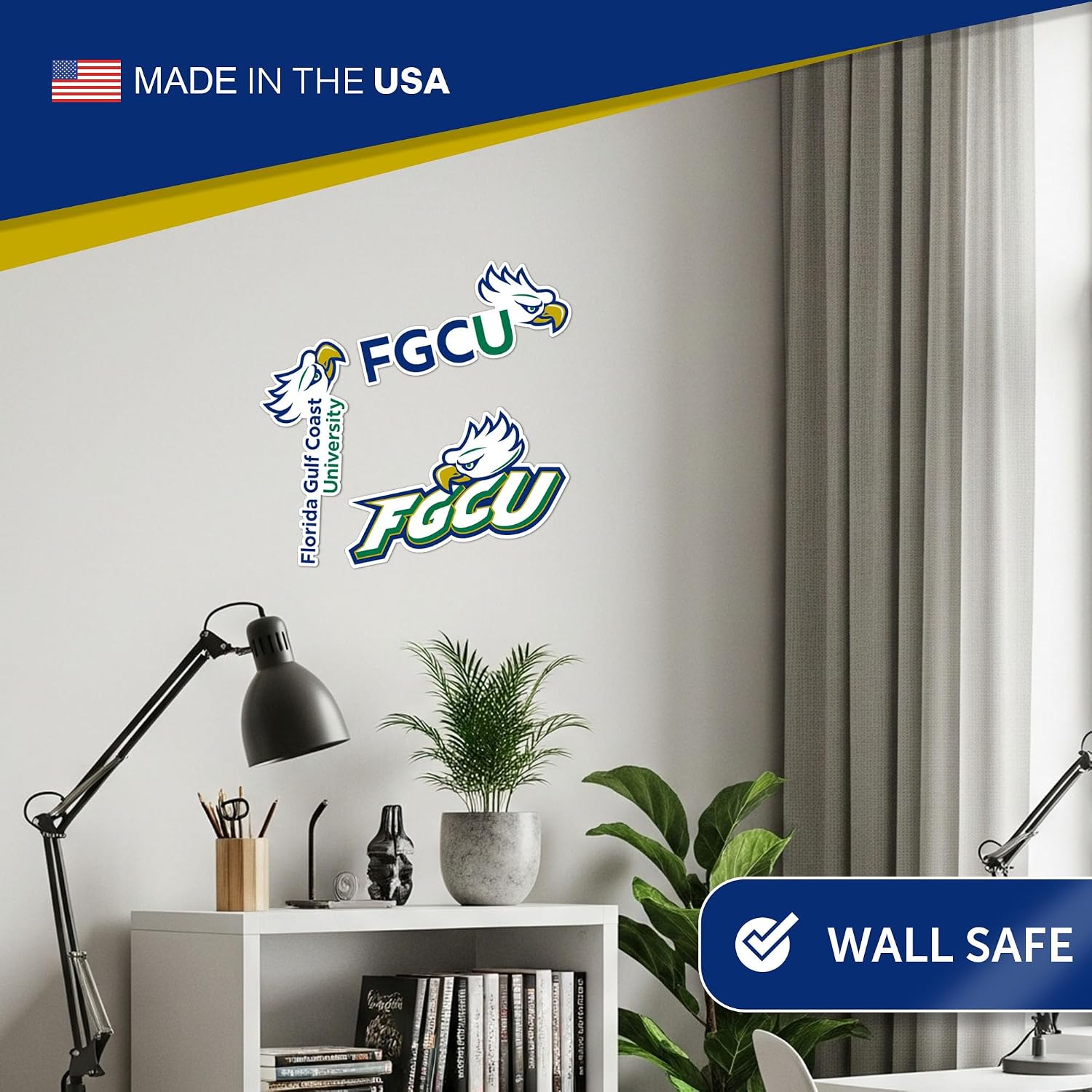 Desert Cactus Florida Gulf Coast University WallStix FGCU Eagles Removable Wall Sticker 11x17 Vinyl Decal Indoor Outdoor Use (Design A)