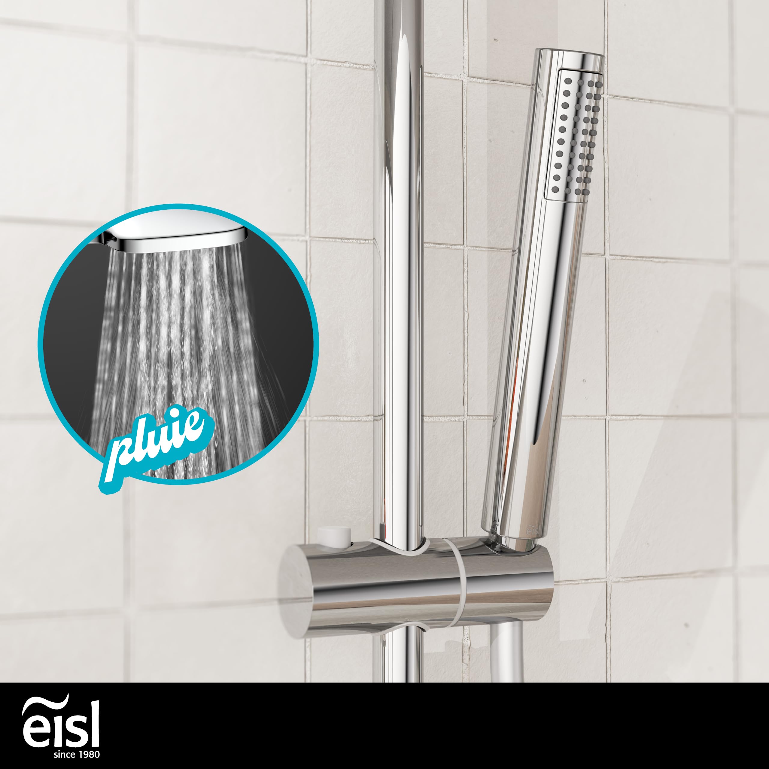 EISL ShowerStar Mitigeur Douche Thermostatique 2 en 1, Effet Pluie 20x20 cm
