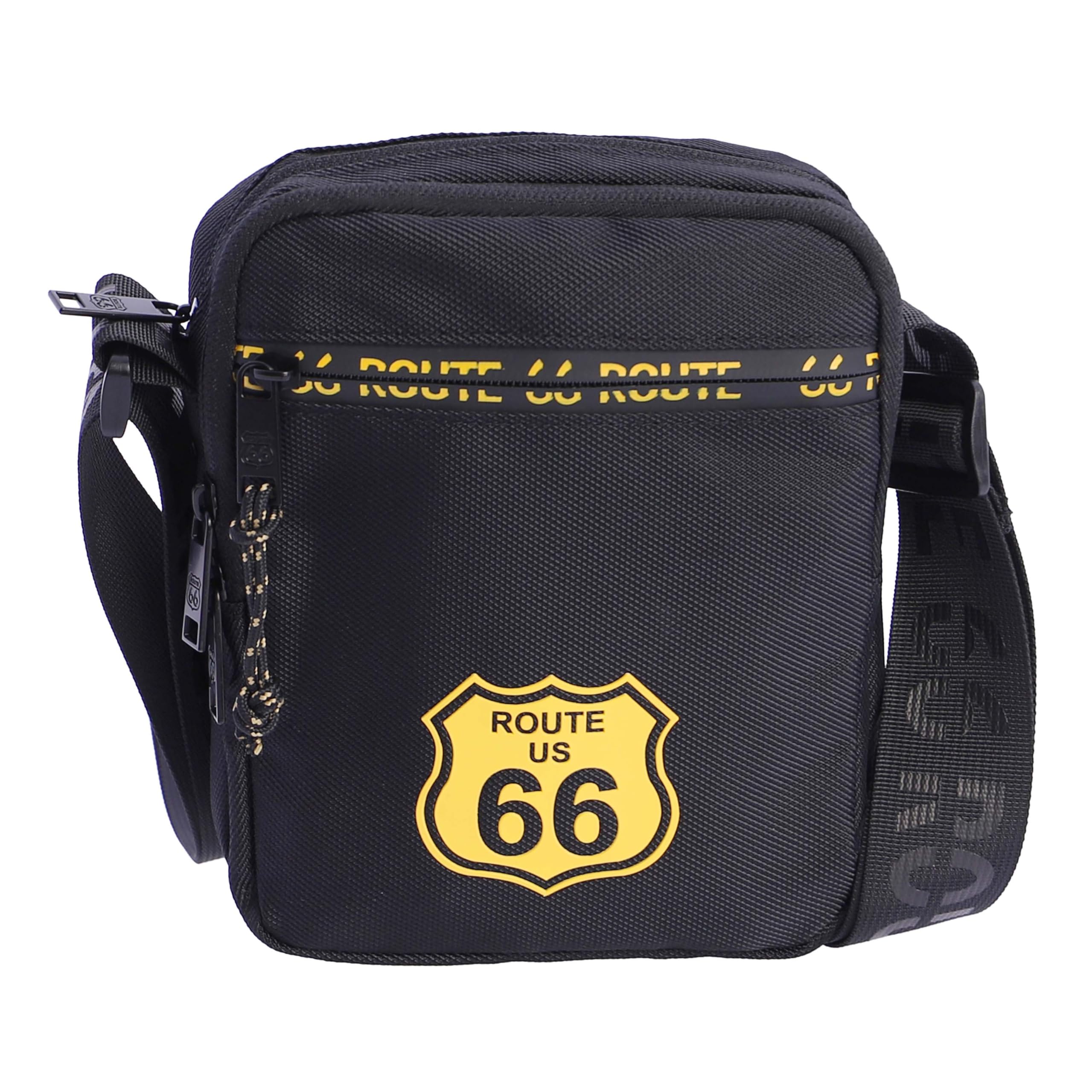 ROUTE 66 Men's Hector Shoulder Bag – Gift for Daily Use, Travel, Business, Black/White, Normal
