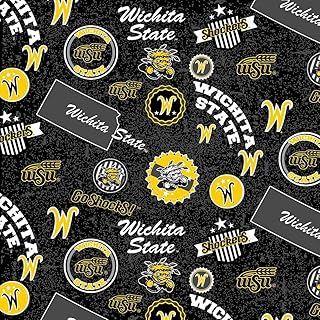 Wichita State WSU Shockers Cotton Fabric - Full Yard Home State Design