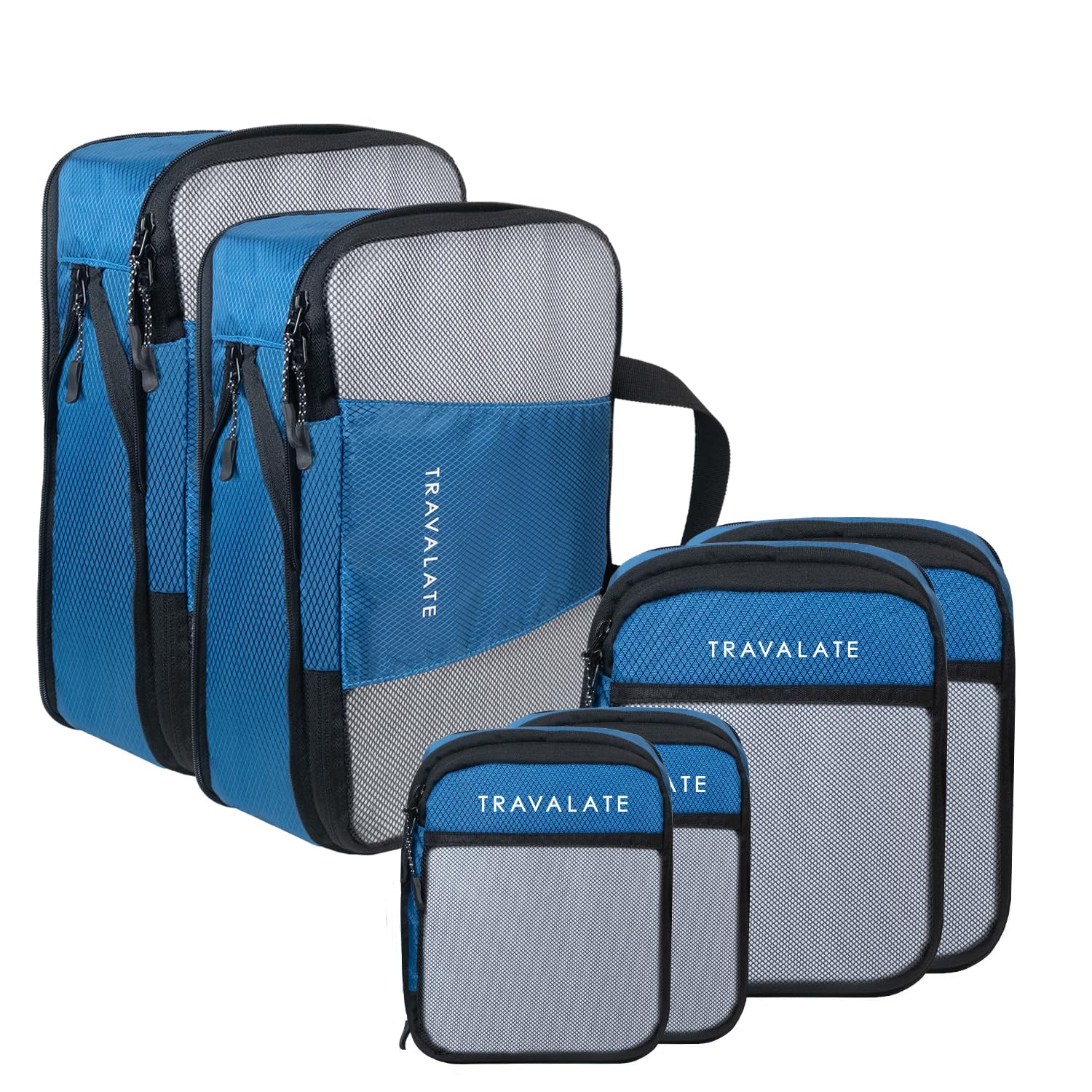 TRAVALATETravalate® Pack of 6 Pcs Compression Packing Cubes 3 Various Sizes(XS,S,M) Travel Luggage Packing Clothes & Undergarment Organizer Bags, Ziplock Saree Packing Bags Set For Men and Women