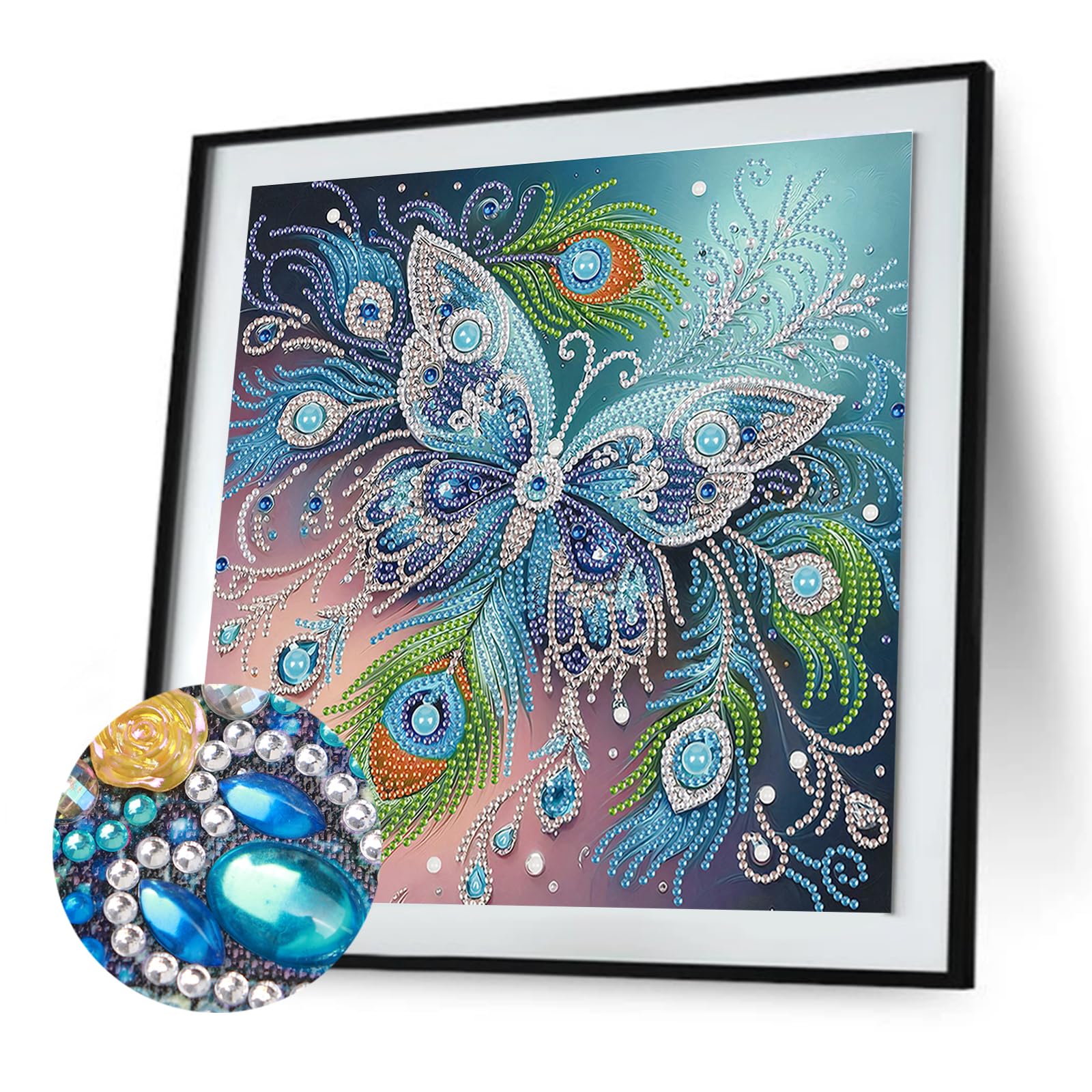 EcoGleam Butterfly Special Shaped DIY Partial Drill Diamond Dots Paintings for Adults Beginners Home Decor Diamonds Paintings Gem Art 11.81x11.81in