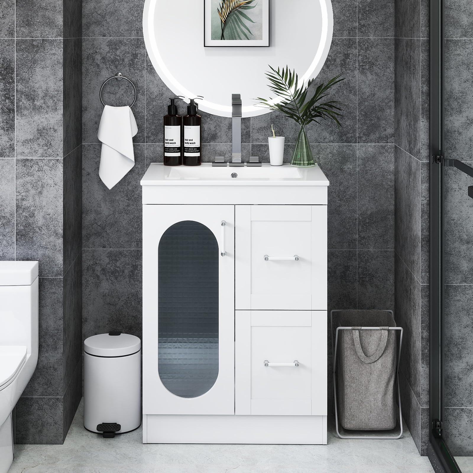 Best Small Bathroom Vanity With Sink in 2026: 5 Top Picks 1 DumosLifestyle DUMOS 24' Modern Bathroom Vanity with Durable Ceramic Basin, Unde — product photo