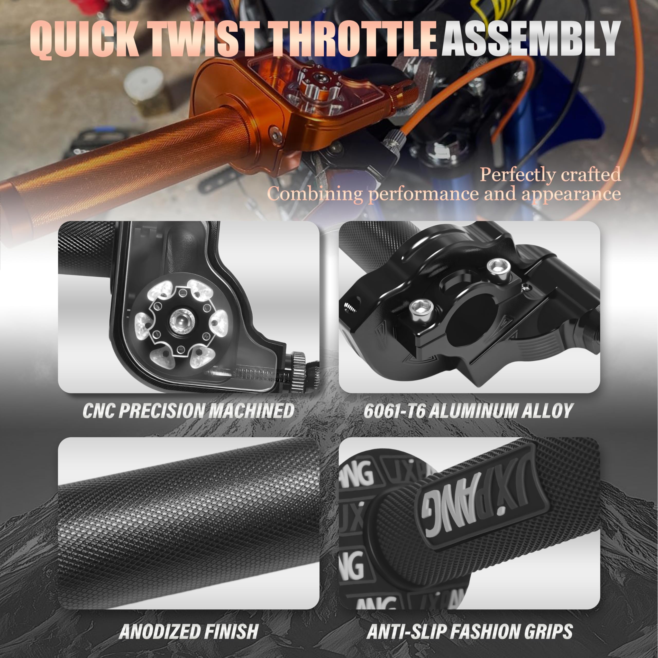 Lega di alluminio Quick Twist Throttle Assembly 7/8" 22 mm con cavo, kit di manopole universali per Dirt Pit Bike ATV Mini Bike CRF KLX SSR TTR 50cc-250cc