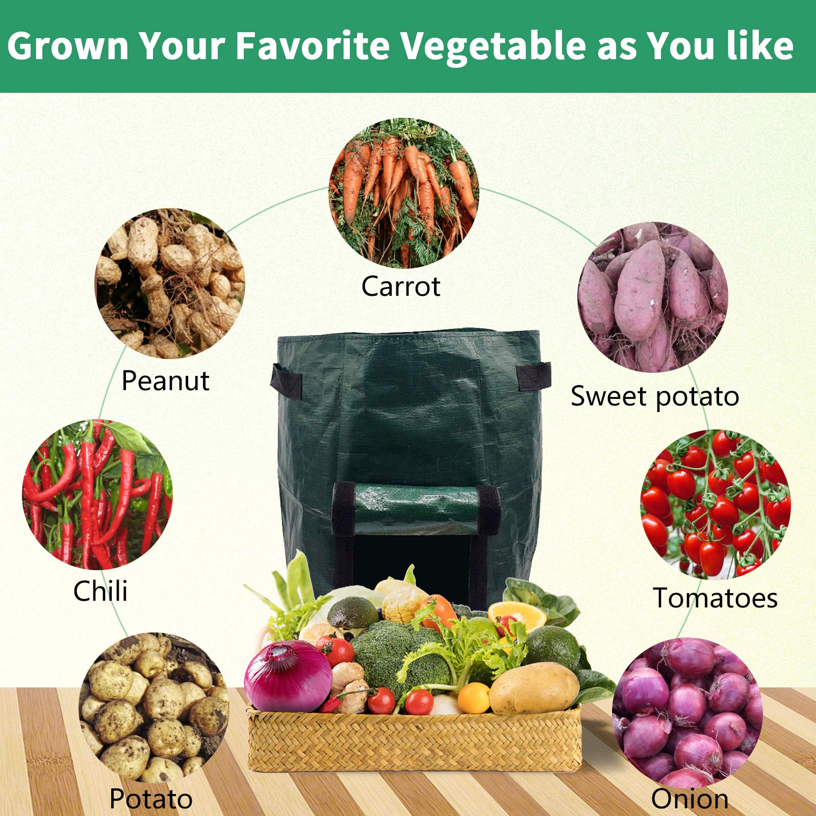 Bolsas para Cultivo de Patatas, 10 galones, 6 Paquetes, Bolsas para Cultivo de Tomates, macetas, Bolsas para Plantas, macetas de Tela, Bandeja para Cultivo de Plantas, Bolsas Gruesas (3)