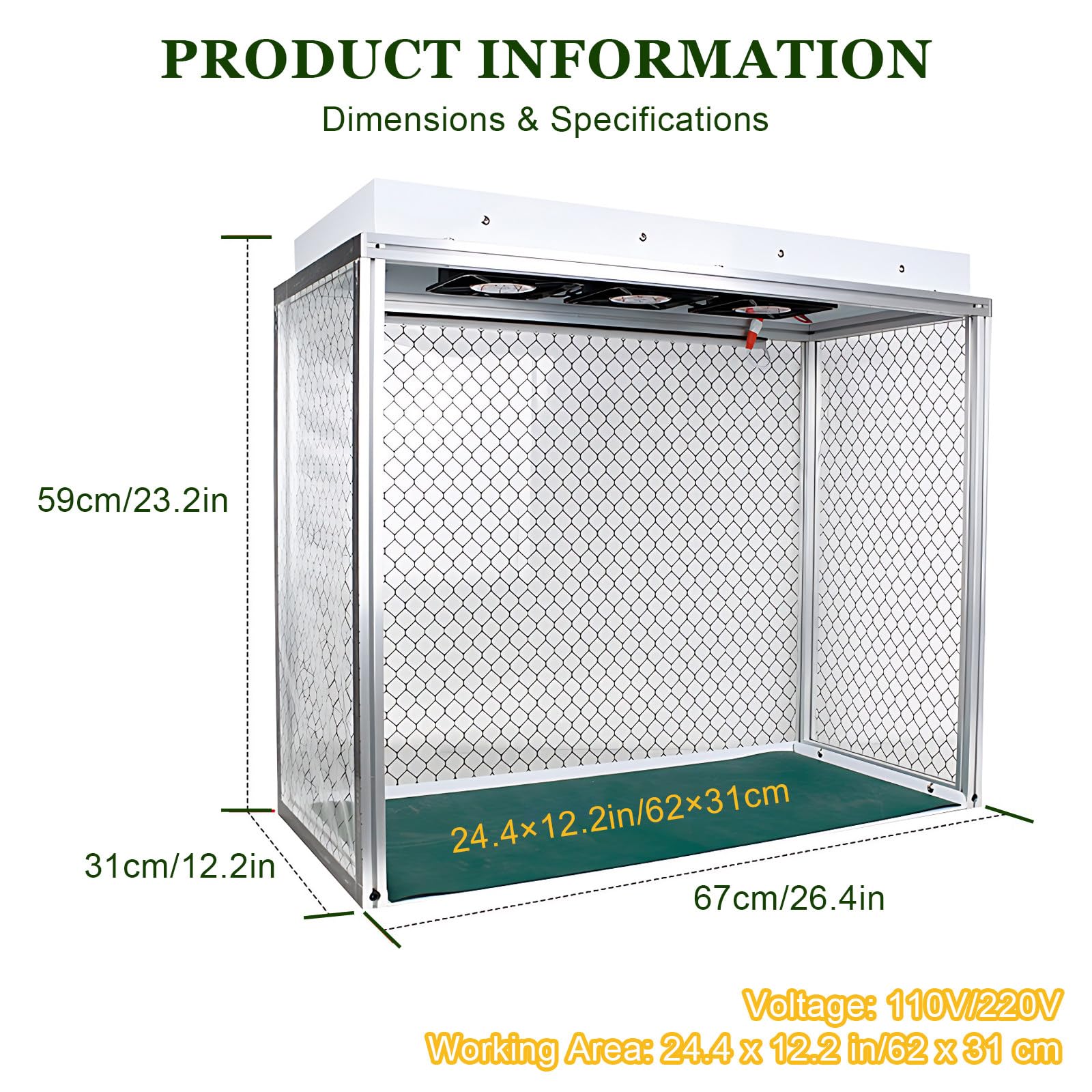 Cabina de Flujo Laminar Profesional & Banco de Aire Limpio, 62x31cm con Filtro HEPA para Trabajos de Precisión en Electrónica y Laboratorios
