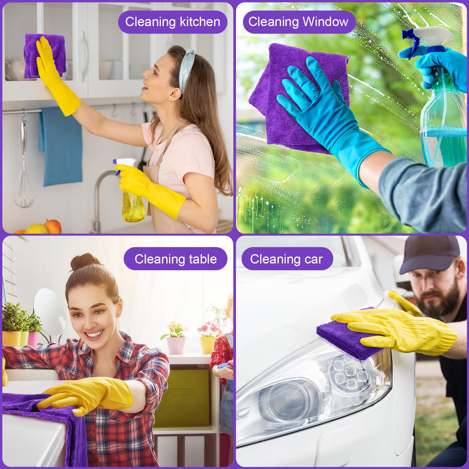 Tallew Lot de 15 grandes serviettes en microfibre pour le polissage, le séchage, le lavage et le nettoyage de voiture en peluche, pour l'entretien de la voiture, le polissage, la cire, les rayures, 40