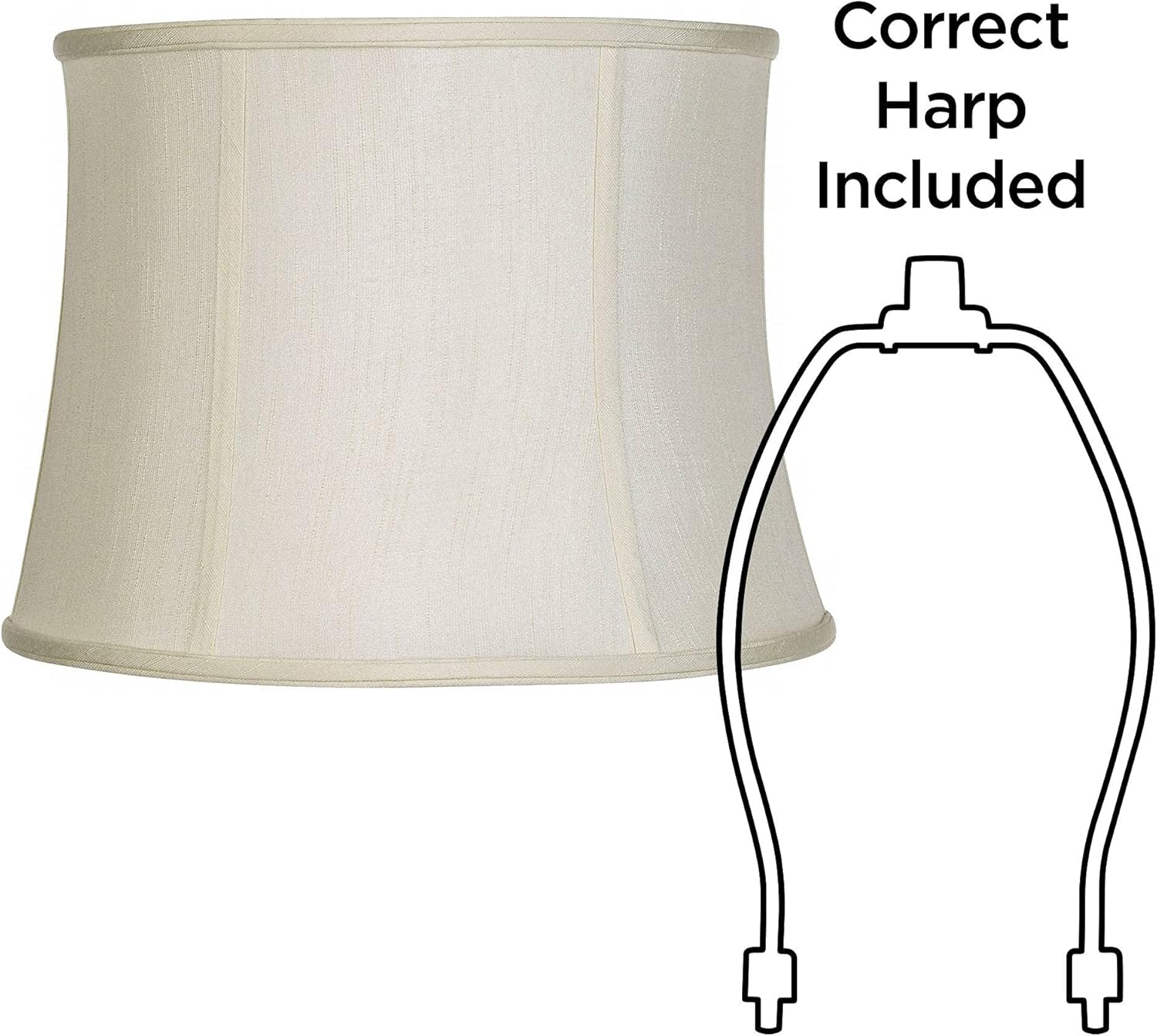 Set of 2 Creme White Large Drum Lamp Shade (Pre-Assembled) s 14" Top x 16" Bottom x 12" High (Spider) Replacement with Harp and Finial - Springcrest