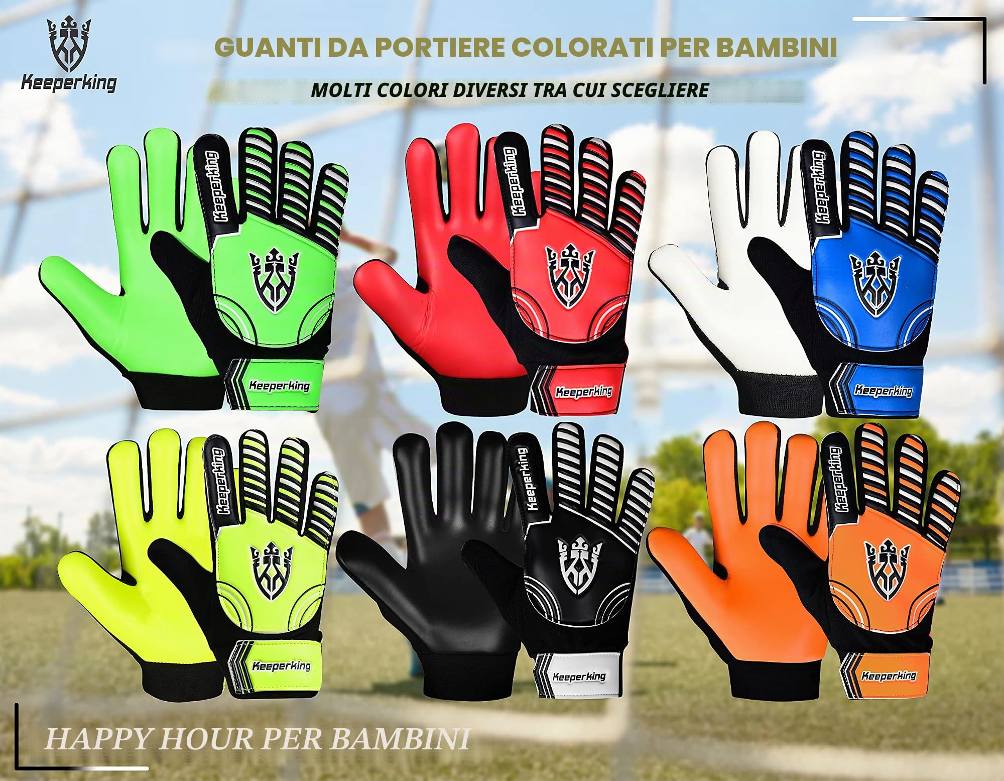 Keeperking Guanti da portiere per bambini, Claw 2.0, ragazzi e ragazze, guanti da calcio, guanti da calcio, guanti da calcio, guanti da tormann, misura 3-7