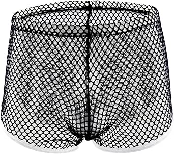 Men's Underwear, Sexy Soft Mesh Transparent Boxer Brief Openwork Bulge ...