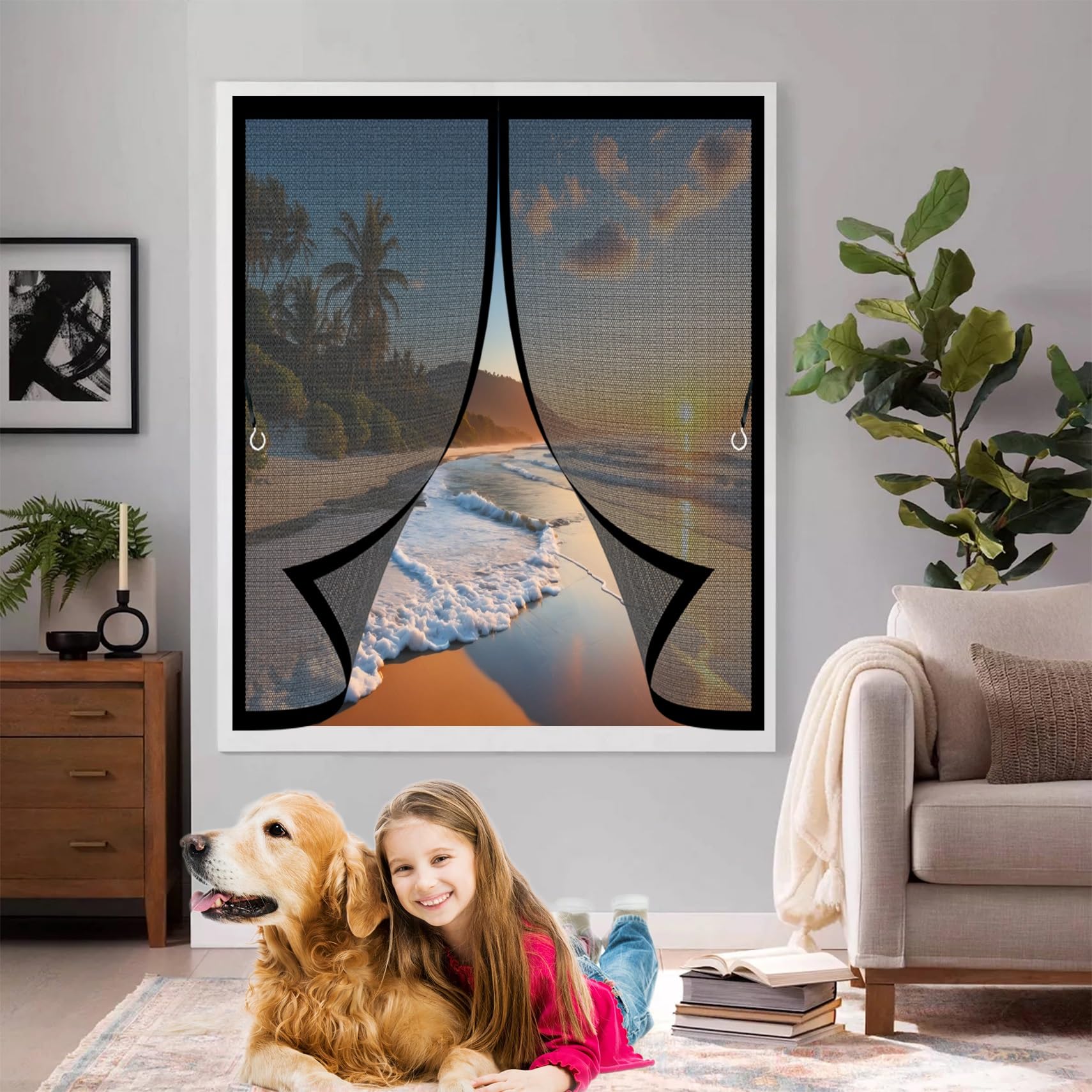 Magnetic Fly Screens for Doors 86 x 32 cm Magnetic Closure, Easy to Install, Insect Protection Mosquito Net Window Fly Screen Customizable for Keeping Out Flies & Bug, Black