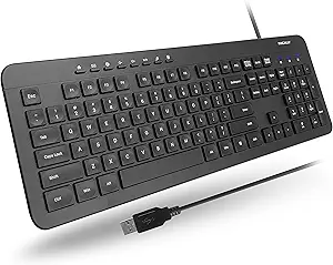 Macally Wired Keyboard, Ergonomic Computer Keyboard Wired USB for Windows PC Desktop Laptop for Office and Home
