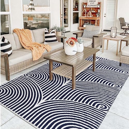 Miniatura 8 de Tiffasea Alfombra de área de 5 x 8 pies, tejida de algodón, lavables, reversibles, para sala de estar, interior y exterior, alfombra de piso de