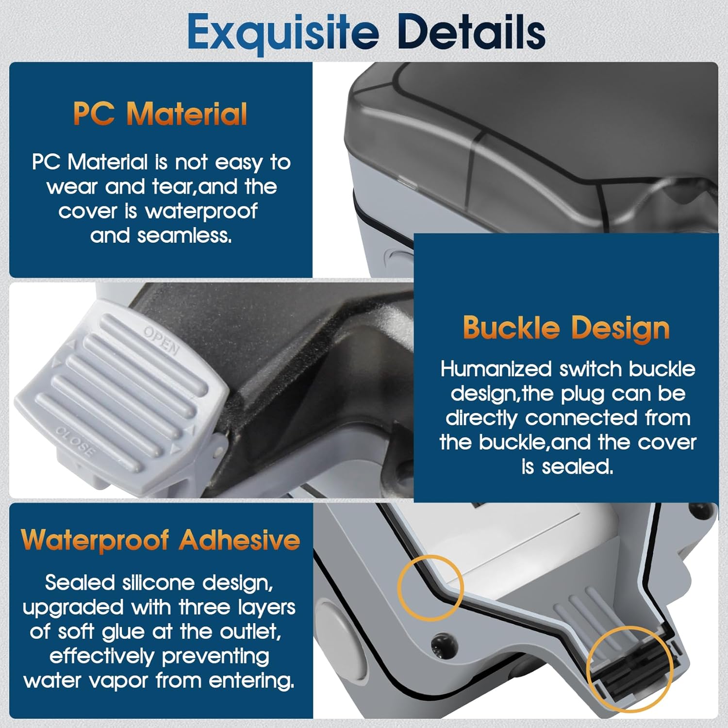 Outdoor Outlet Box Waterproof with On-Off Switch and Indicator Light,15A 250V Outdoor Waterproof Plug Socket,Outdoor Power Outlet Box,Waterproof Ip66 Power Outlet,NEMA 5-15 Duplex Receptacle