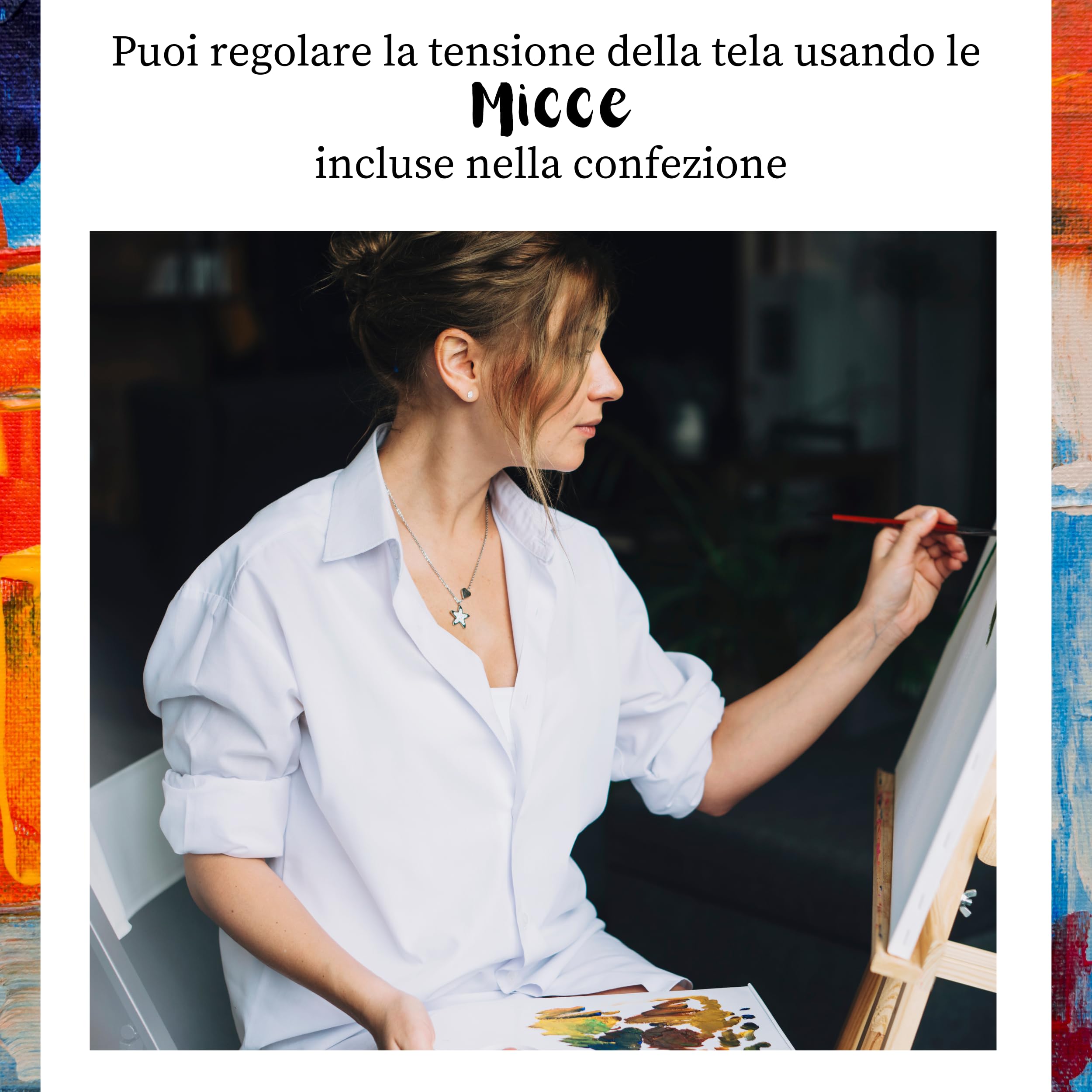BELLE ARTI - Tela per Dipingere 100x140x1.7 cm - Tele Pittura Made in Italy per Artisti e Appassionati - Telaio per Quadri Robusto, Tensione Regolabile - Tela Cotone 100% per Olio, Acrilico e Misto