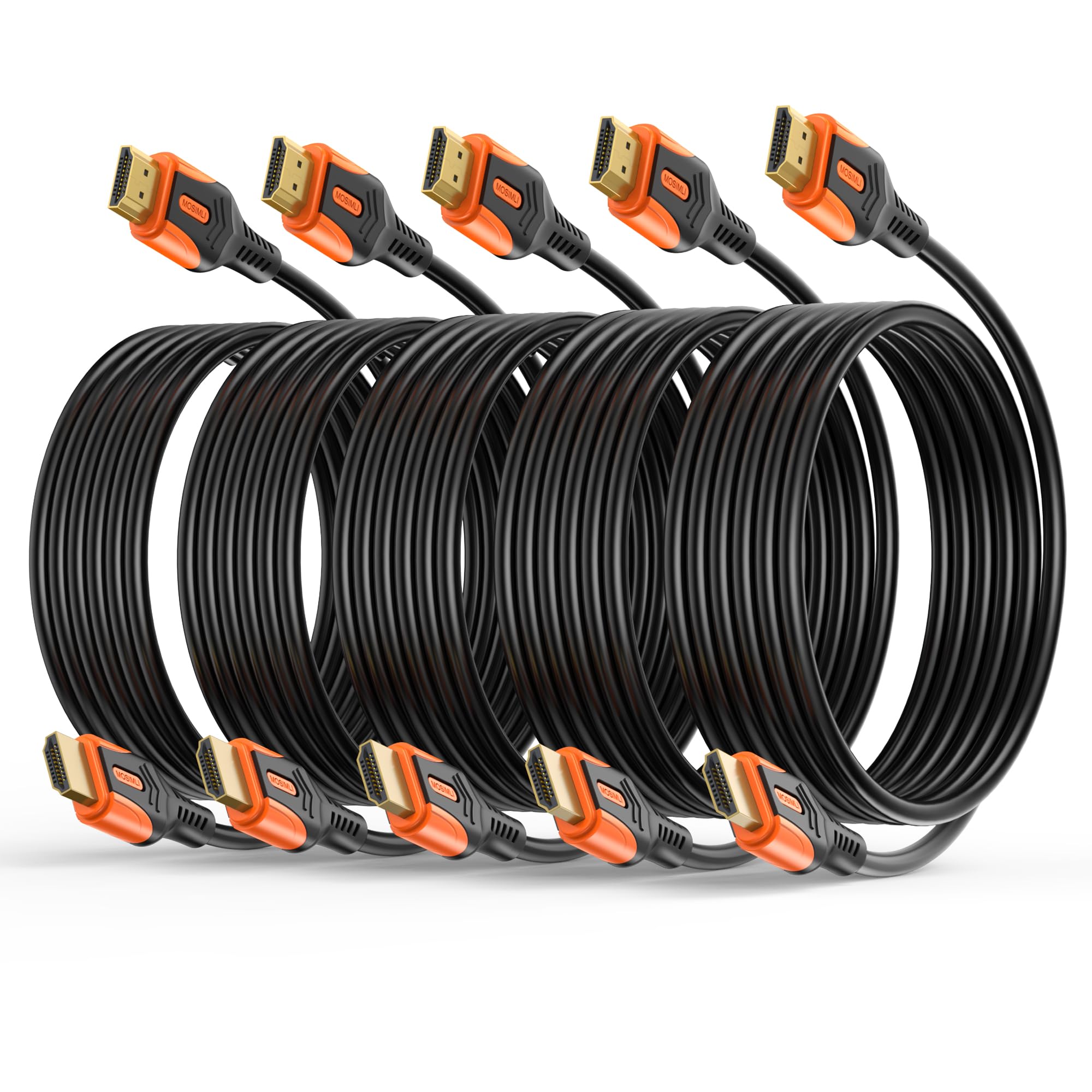 Lot de 5 câbles HDMI 2.0 4K de 3 m, haut débit, 18 Gbit/s, prend en charge 4K @ 60 Hz et 2K @ 240 Hz, HDR10, 3D, ARC, Dolby, DTS, HDCP 2.2 pour PS5, Xbox, Nintendo Switch, TV, PC, moniteur