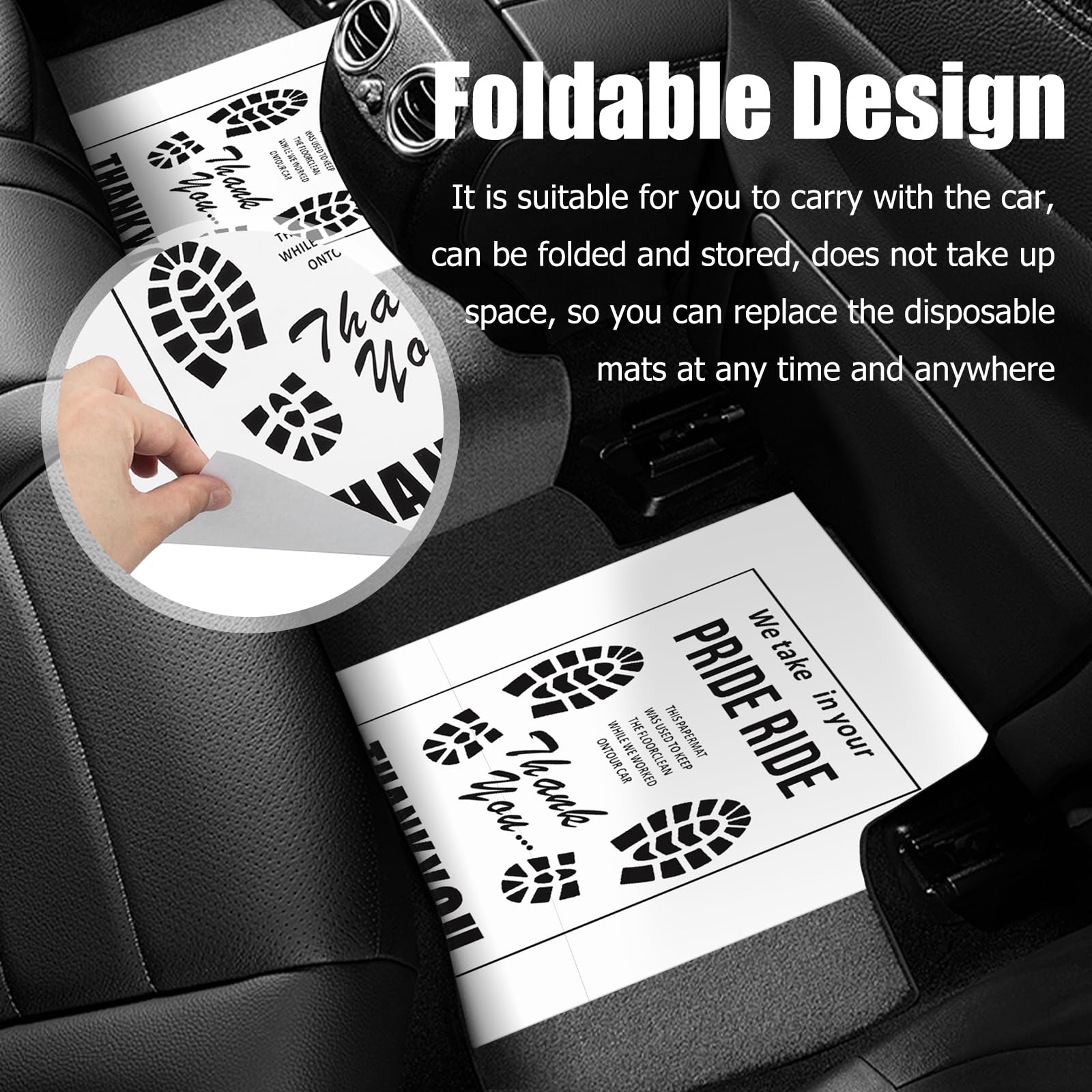 12PCS Paper Floor Mats for Cars Thickened Papers Mat for Car Detailing with Thoughtful Slogans Cute Patterns Universal — view 7