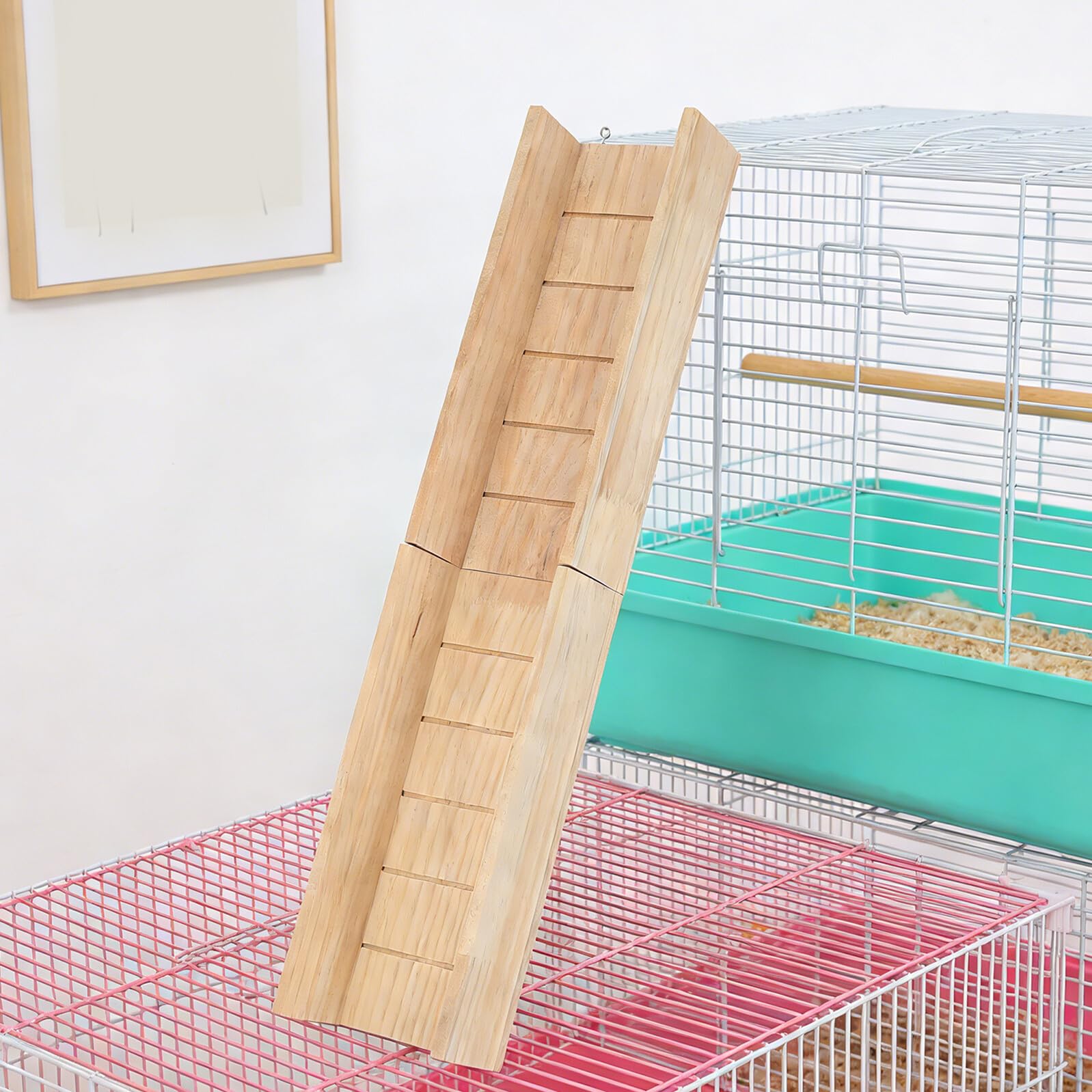 Alasum Faltbare Holzrutsche für Meerschweinchen und Hamster Khaki Farbe Fördert Aktiven Lebensstil für Hamster Spielplatz und Kleintier Gehege