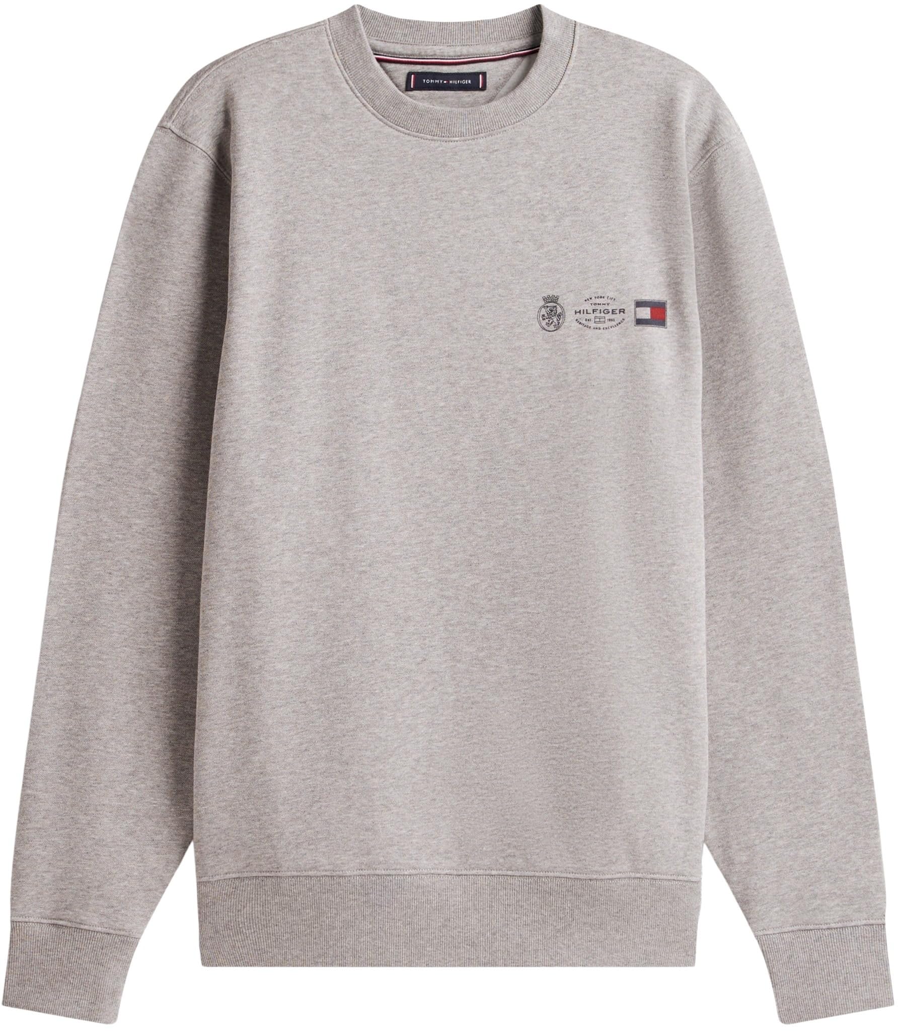 Tommy Hilfiger Męski SMALL CREST OUTLINE CREW NECK MW0MW40863 Pulower Bluza, Szara, XXL, Szary (średni szary wrzos), XXL