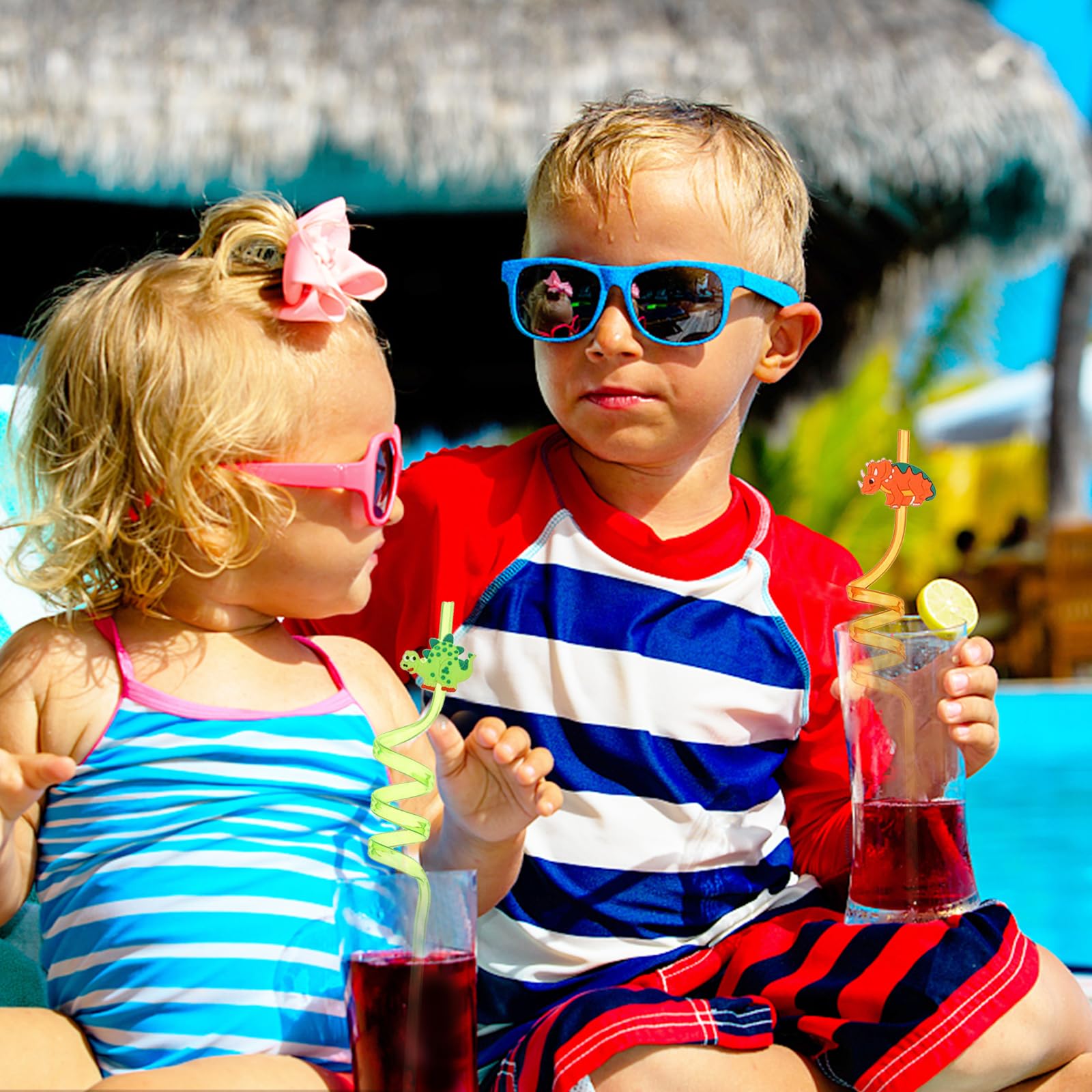 8 Cannucce Ricce Sea World VNHATY - Cannucce Pieghevoli Riutilizzabili Con Motivi Marini