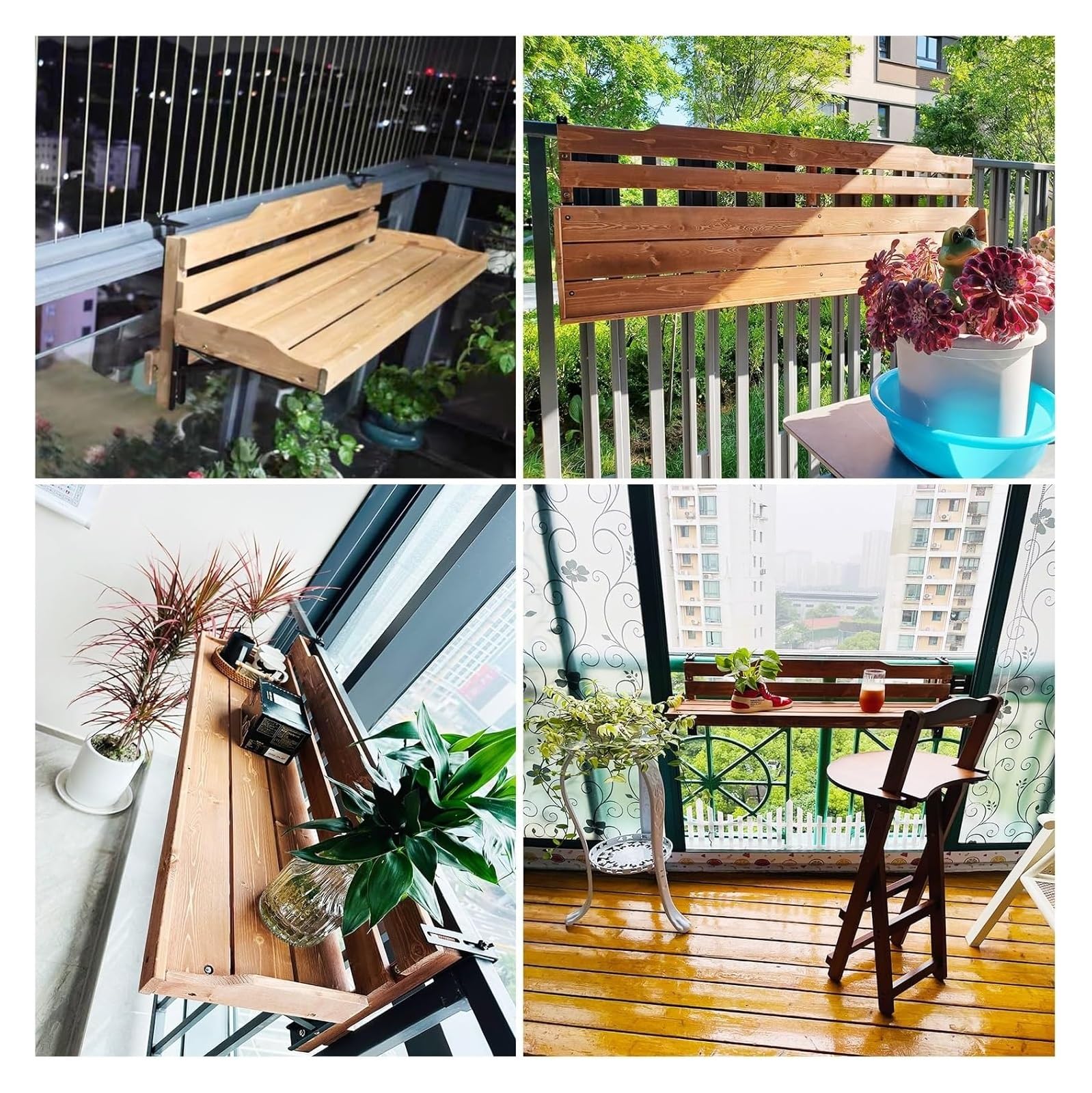 Tavolo per ringhiera per balcone, tavolo da ringhiera, tavolo da balcone appeso, tavolo da bar per patio, tavolo pieghevole, tavolino da parete, tavolo pieghevole per interni ed esterni (A-L60
