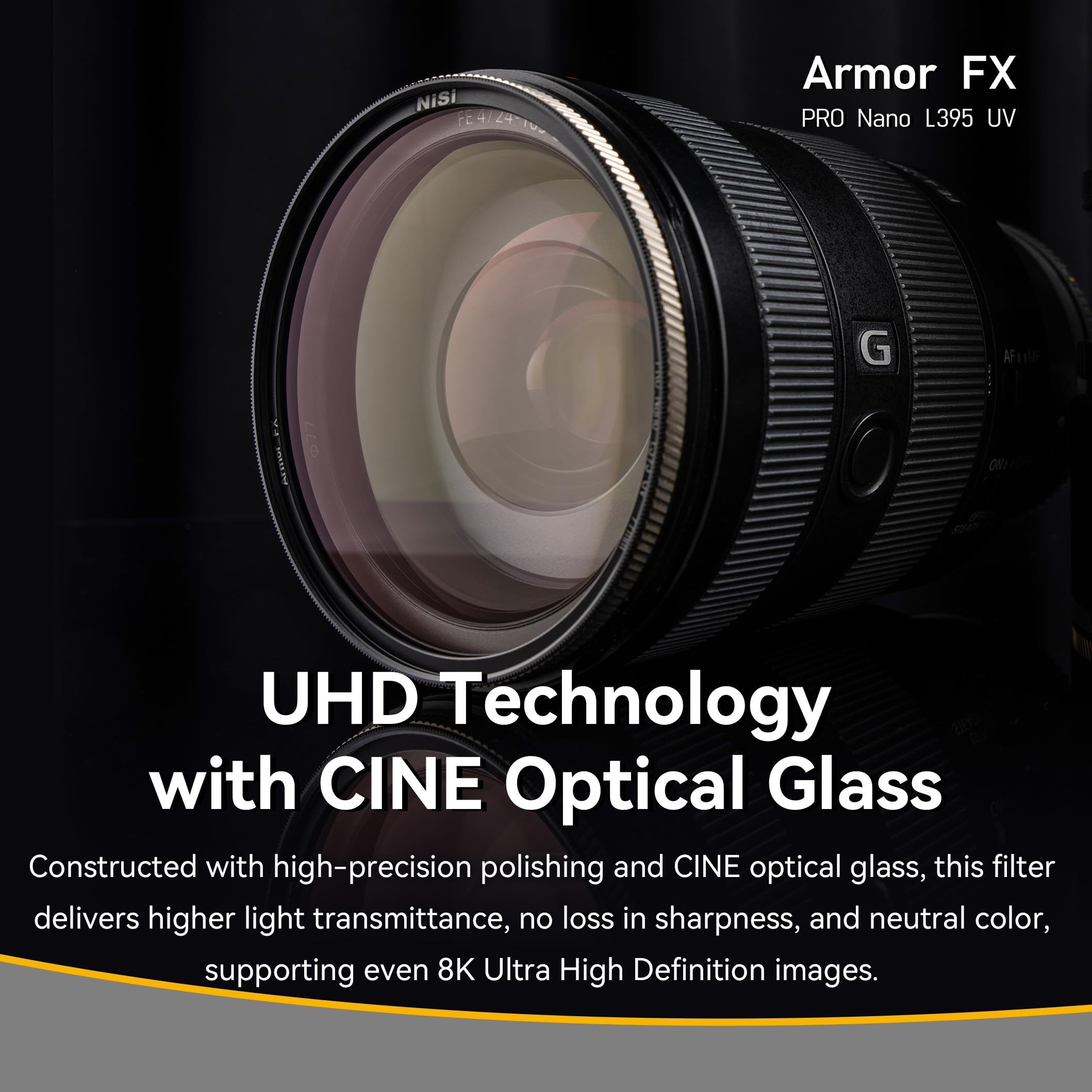 NiSi Filtro UV Armor FX Pro Nano Coating L395 Protector de Lentes A Prueba De Explosión 95mm