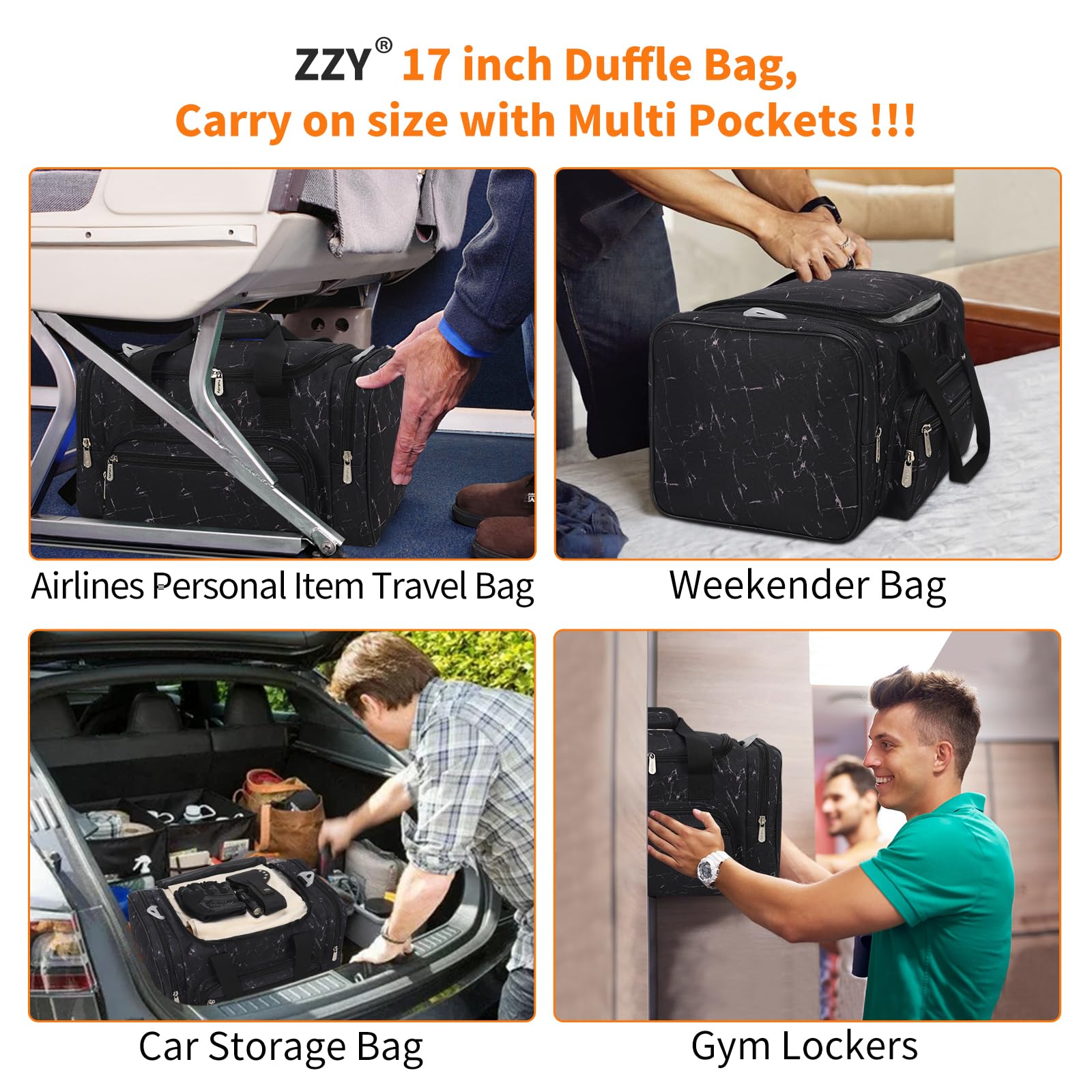 ZZY Klenine Sporttasche, 25L Gym Tasche, Fitness Tasche Trainingstasche für Weekender Reise (Marmor)