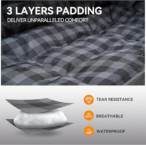 Miniatura 4 de Silla de camping acolchada para 3 personas, silla de camping plegable, silla de campamento doble portátil, silla de campamento resistente para