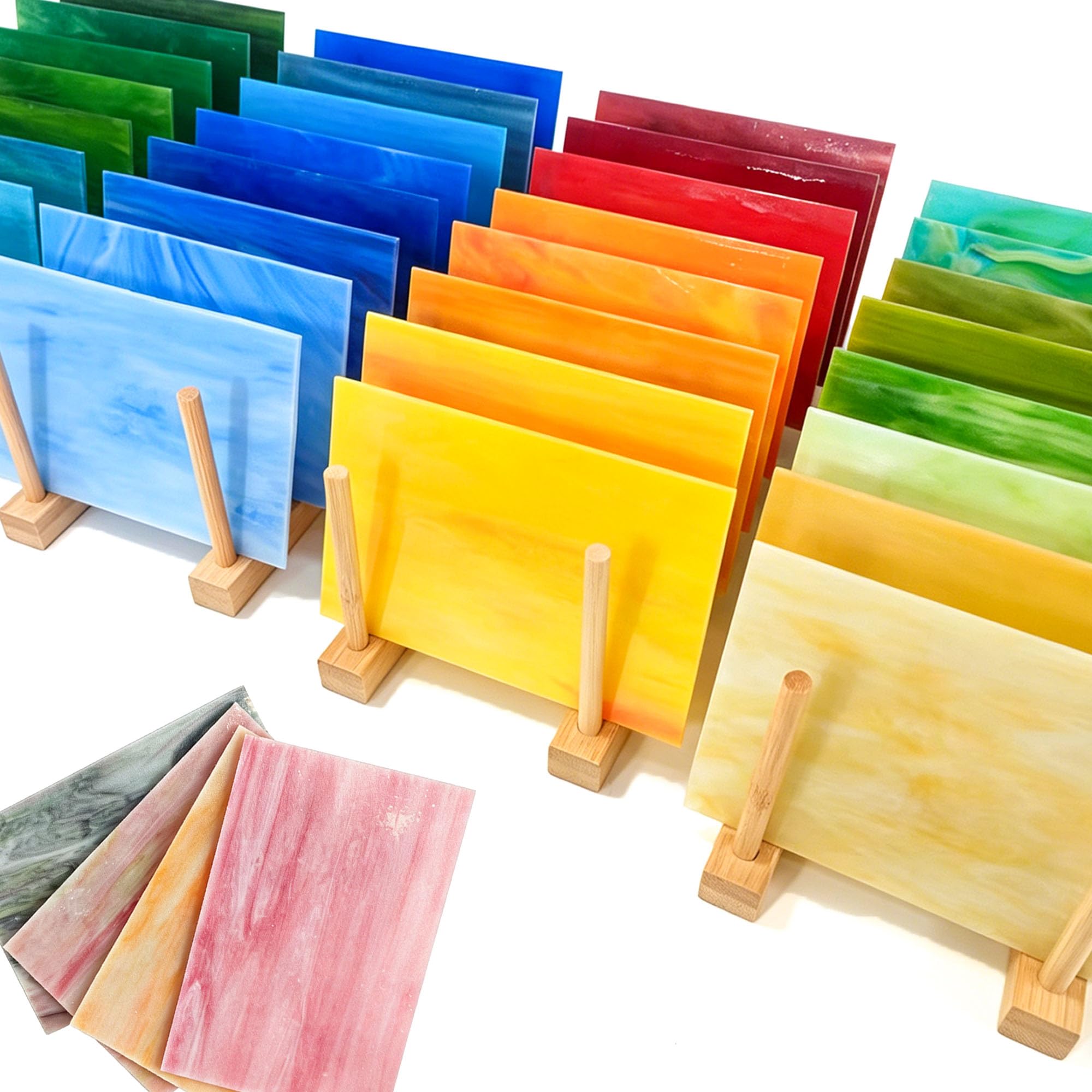 Assortiment vitrail opaque 36 feuilles en verre coloré de 15,2 x 10,2 cm pour mosaïque