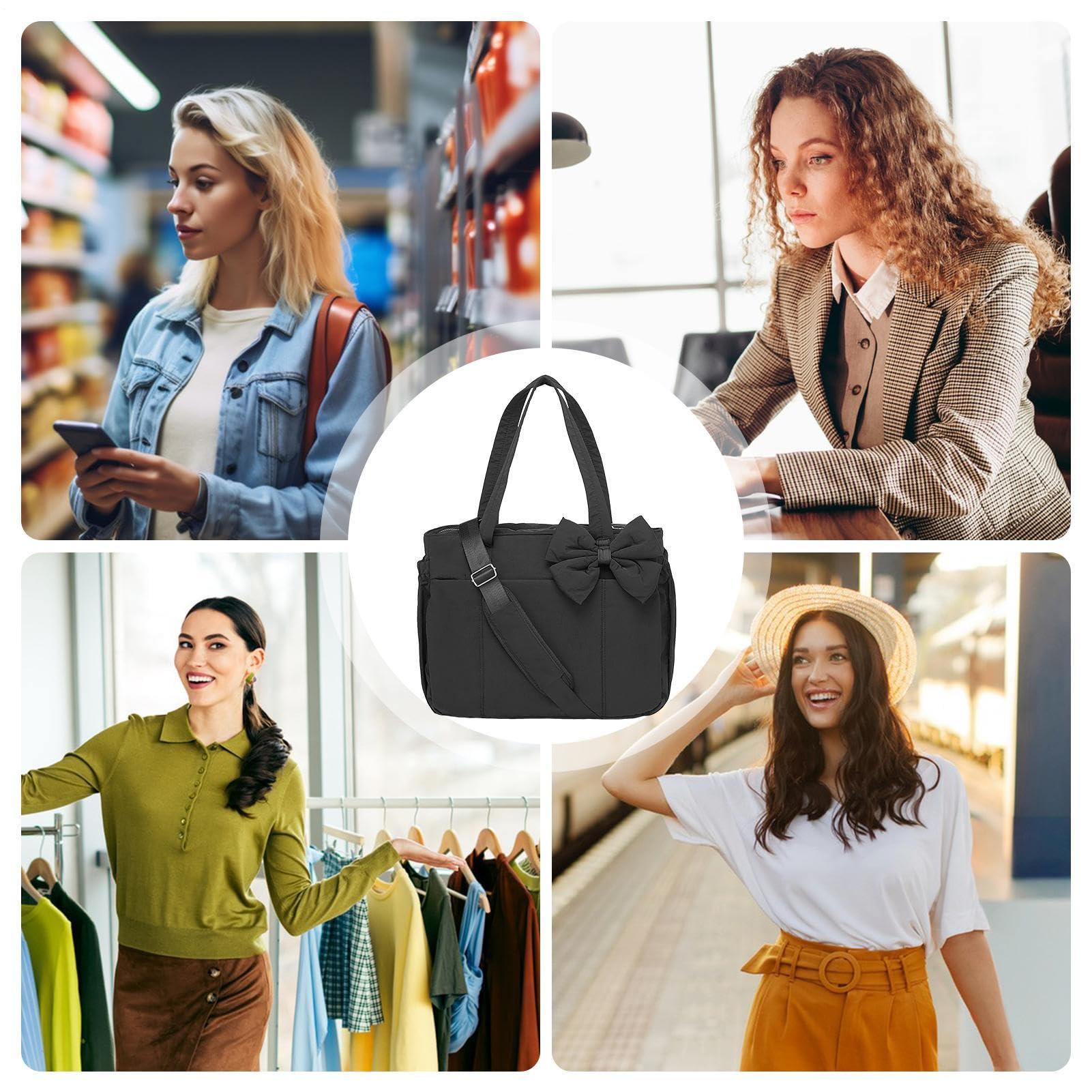 Borsa con fiocco: carino portamonete da donna da 33 cm con elegante design a fiocco, elegante borsa a mano e borsa per ragazze e adolescenti, perfetta per feste notturne, matrimoni, viaggi, lavoro, S
