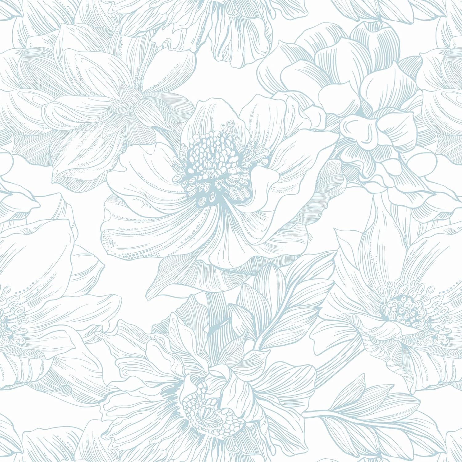 Dimoon White & Blue Floral Peel & Stick Wallpaper 394" x 17.3"
