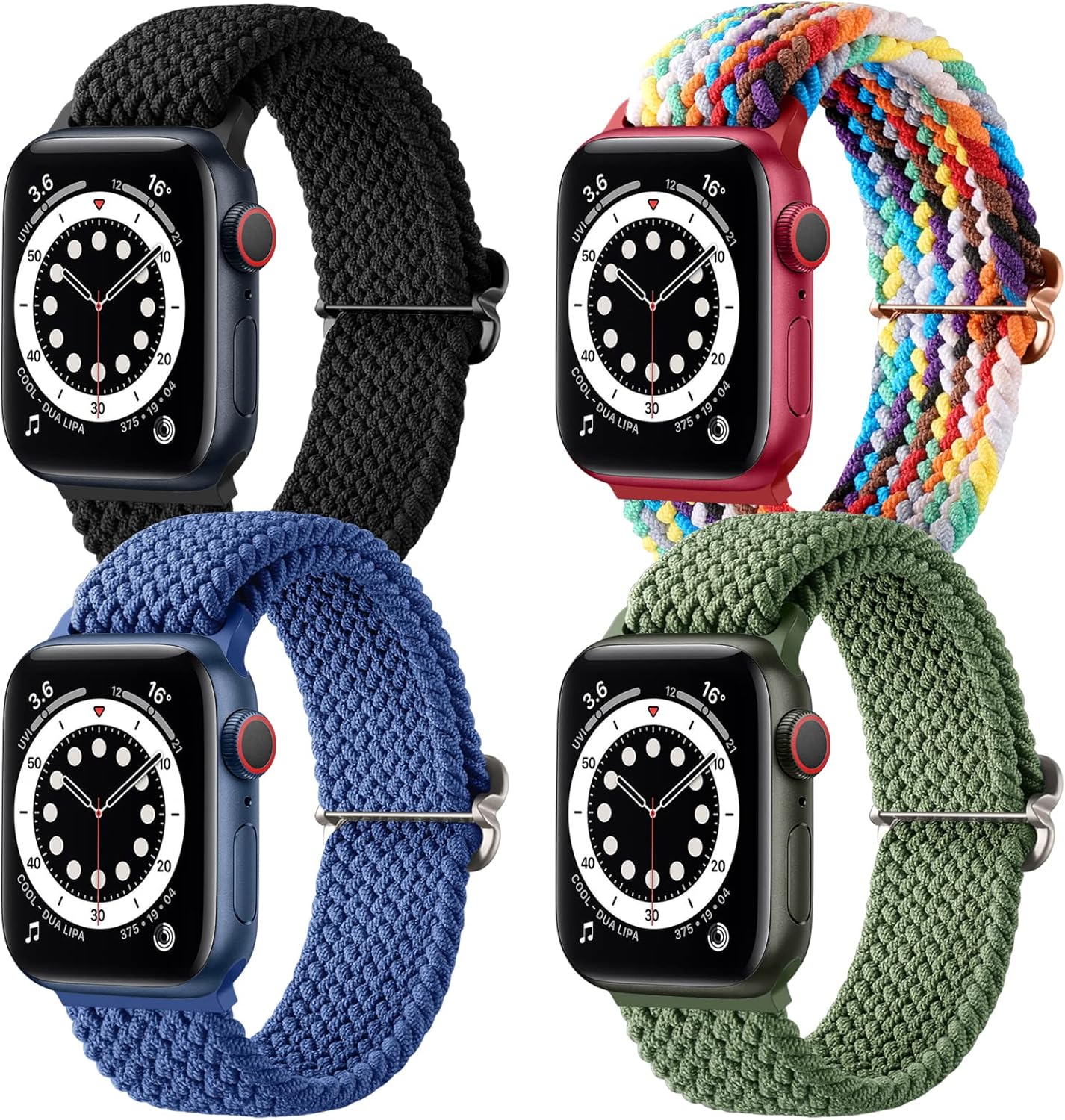 Miniatura 1 de DGege Solo Loop de nailon trenzado elástico compatible con Apple Watch Band de 1.496 pulgadas, 1.575 pulgadas, 1.614 pulgadas, 1.654 pulgadas, 1.732